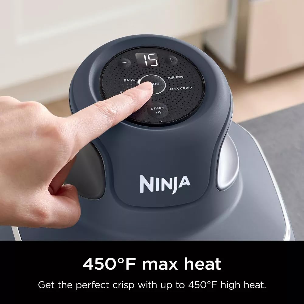 Ninja Crisp FN101GY 4-Qt 1750W Electric Air Fryer & Portable Cooking System - Microwave, Freezer & Dishwasher Safe Glass Containers - Bake, Roast & Reheat - Includes 6-Cup Glass Containers with Lids (Grey) - Perfect for Small Kitchens, Dorms & Quick Healthy Meals