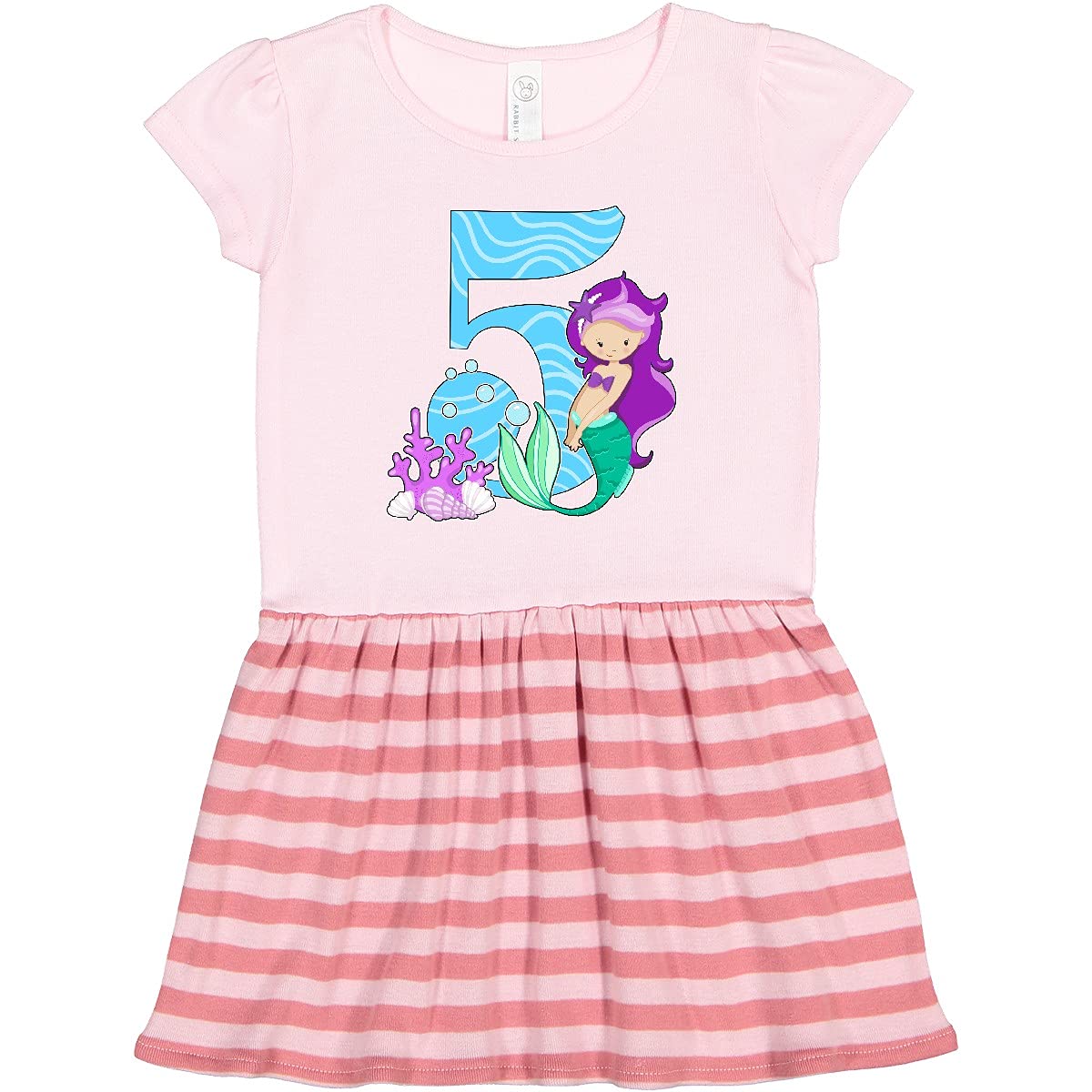 Inktastic Fifth Birthday Mermaid Toddler Dress - Cute Girls' Outfit for Birthday Party, Beach Vacation & Special Occasions
