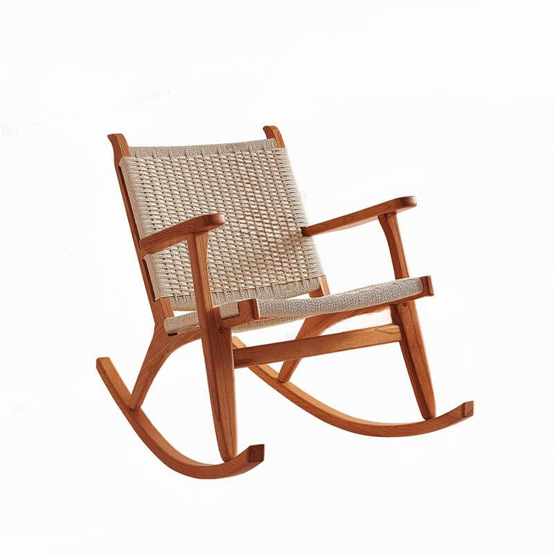 Comfortable Wooden Front Porch Rocking Chair with High Back Support - Perfect for Relaxing on Your Patio, Deck, or Garden