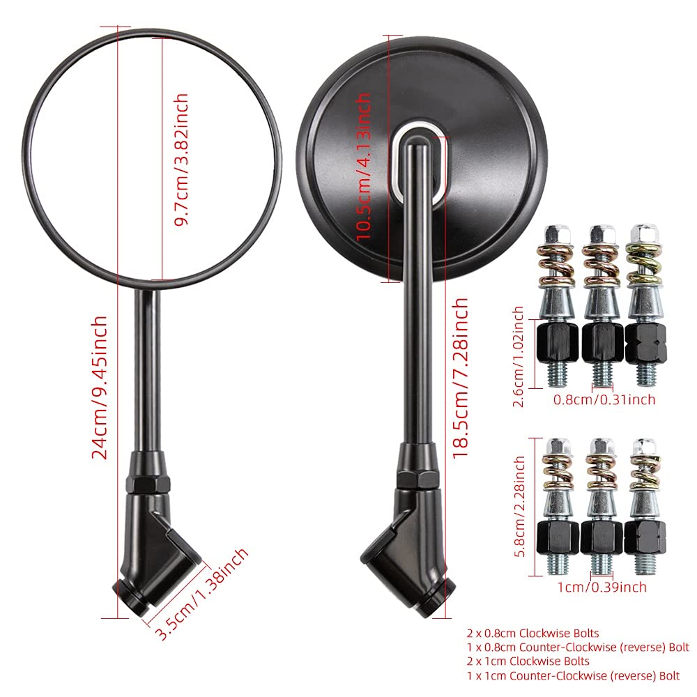 CNC Aluminum Motorcycle Rearview Side Mirrors - 8mm & 10mm Universal Fit for Ducati Multistrada 1200S, 1200S Pikes Peak & Diavel Dark - Durable Bike Mirrors for Enhanced Safety & Style on Road Trips