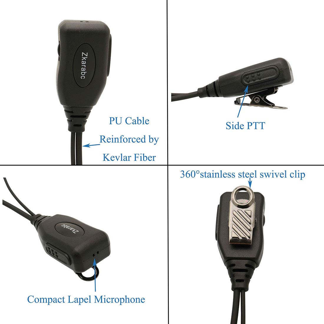 10 Pack Walkie Talkie Earpiece with Mic - G Shape Adjustable Volume Headset for Kenwood BF-888S, UV-5R, Retevis H-777, RT22, Puxing & Wouxun Radios | Perfect for Security, Construction & Outdoor Activities