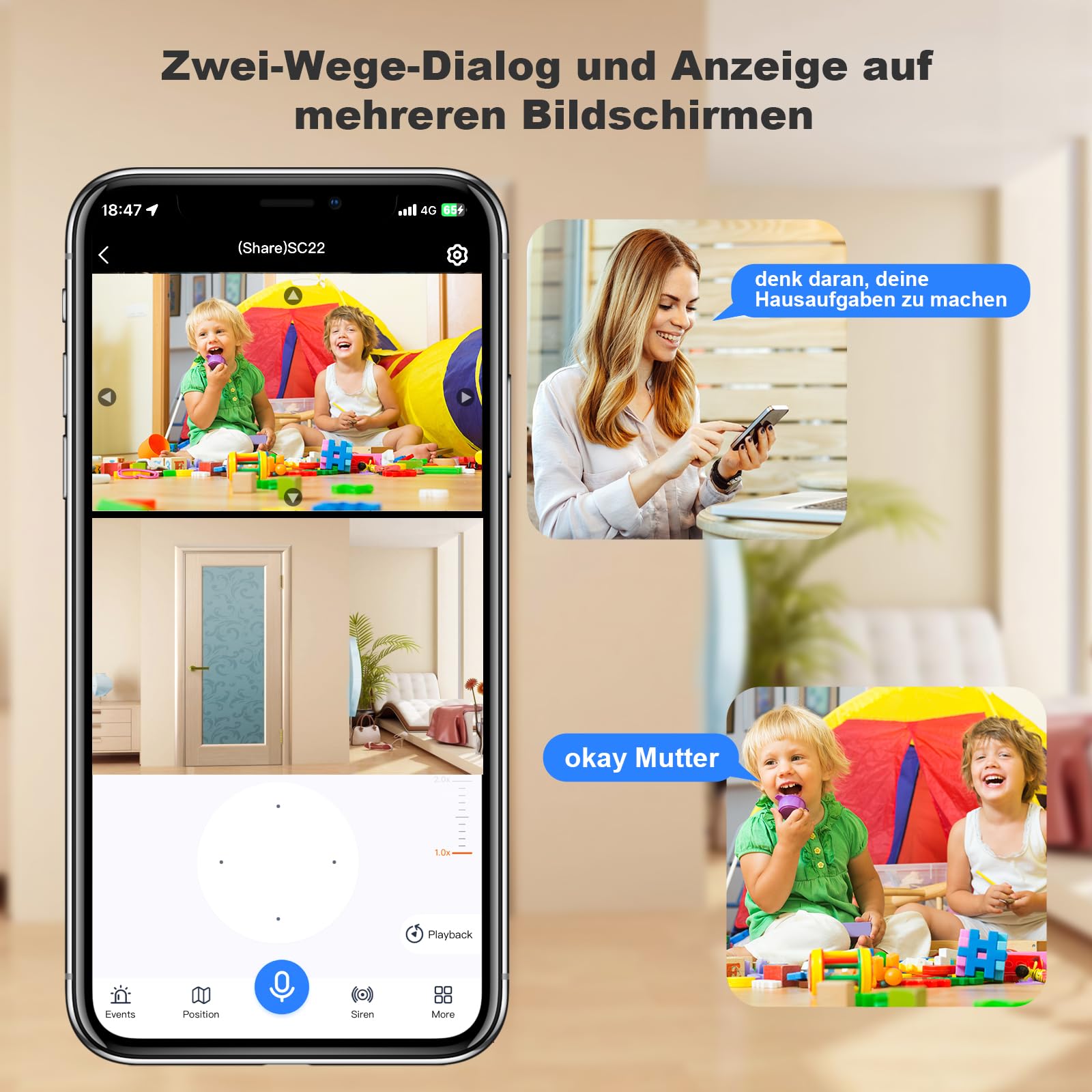 4MP Dual Lens Wireless Security Camera Indoor - 2.4GHz WiFi Home Surveillance System with Motion Tracking, Color Night Vision & Two-Way Audio - Ideal for Home Security, Baby Monitor & Pet Camera