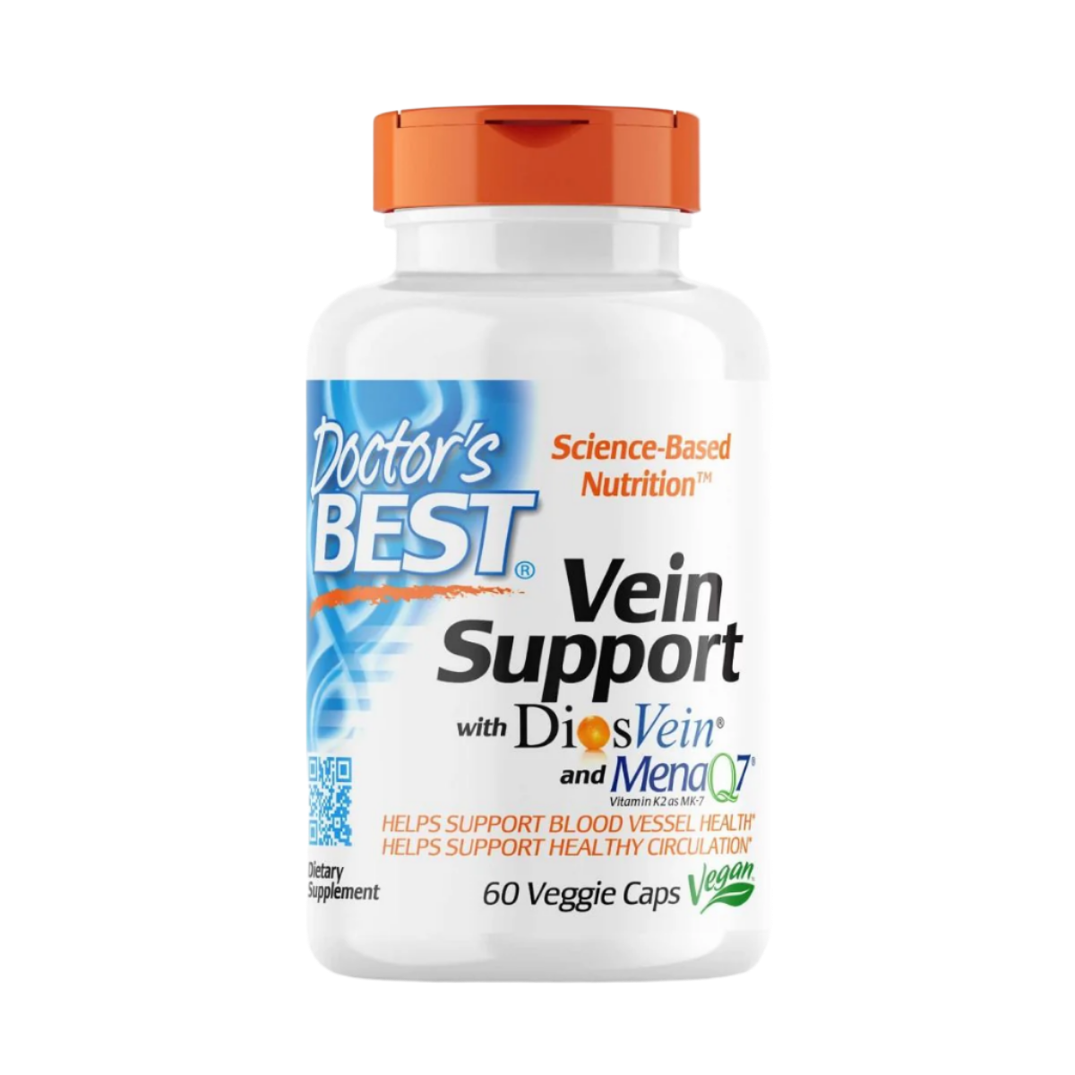 Doctor's Best Vein Support Supplement with DiosVein & MenaQ7 - 60 Vegetarian Capsules for Circulation & Leg Health - Supports Healthy Blood Flow for Active Lifestyles & Long Sitting Hours