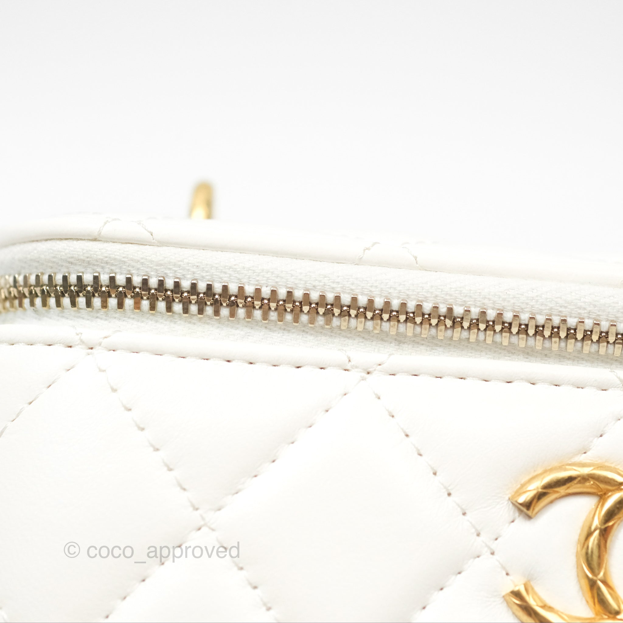 Chanel All Slide Vanity Bag with Adjustable Chain - White Lambskin Leather & Aged Gold Hardware - Luxury Crossbody Bag for Women, Perfect for Parties & Evening Events