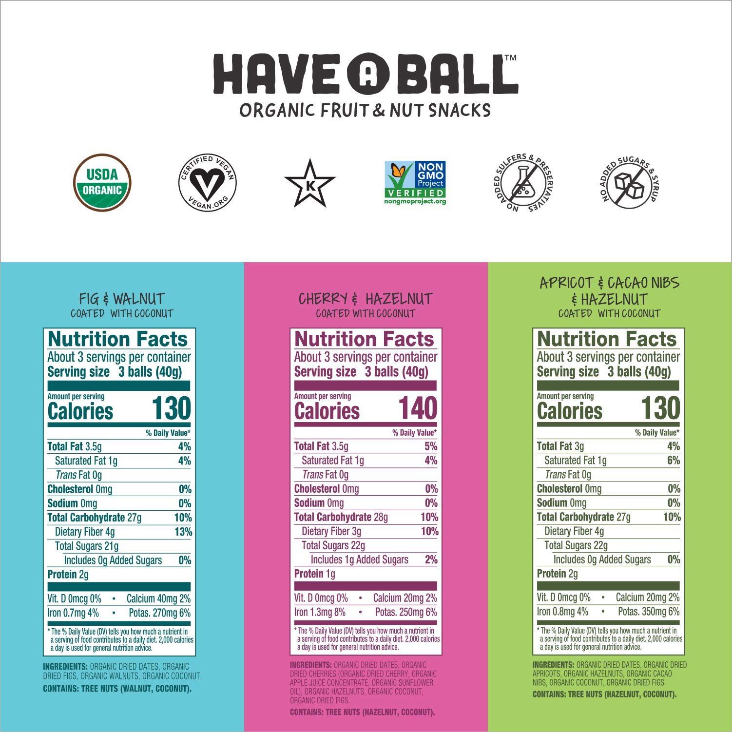 Organic Raw Fruit & Nut Balls Variety 3-Pack - Healthy Energy Snacks (3 x 9 Balls) - No Added Sugar, Non-GMO, Vegan, Gluten-Free, Kosher | Perfect for Hiking, Workouts & On-the-Go Snacking