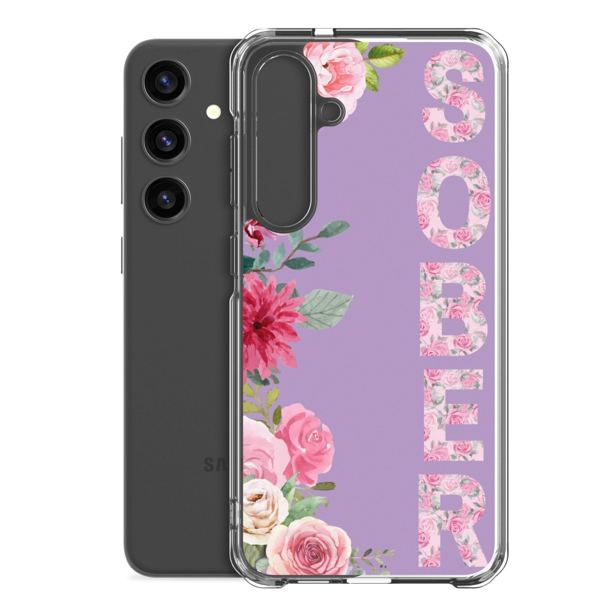 SOBER Rose Gold Chinoiserie Floral Samsung Phone Case - Clear Protective Cover for Galaxy S23/S22/S21 - Stylish & Durable for Everyday Use