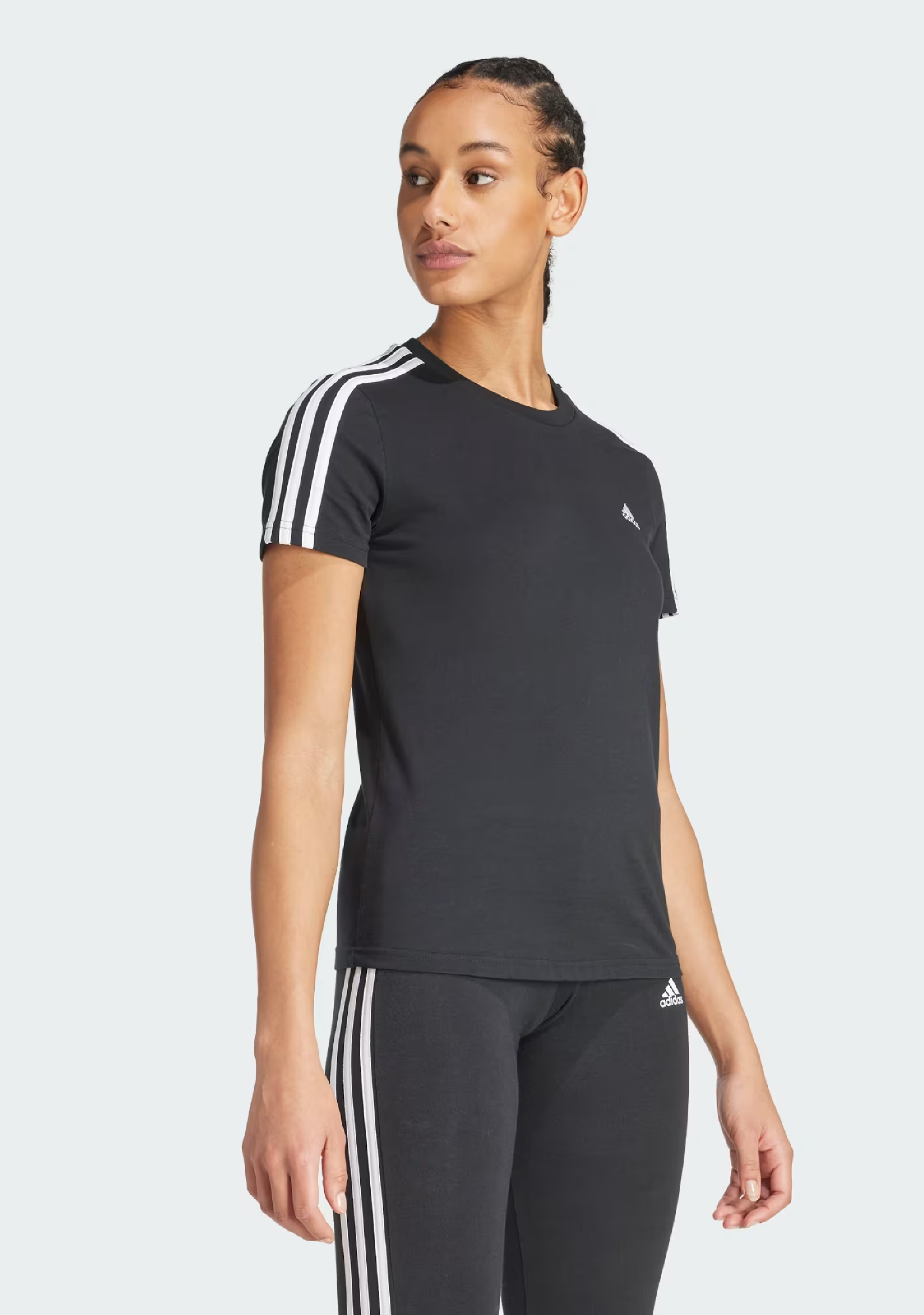 Adidas Women's 3 Stripe T-Shirt - Comfortable Casual Short Sleeve Tee for Running, Gym & Everyday Wear