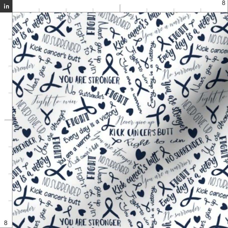 Blue Cancer Awareness Printed Minky Fabric Fat Quarter - Soft Plush Material for Sewing Baby Blankets, Quilt Backing & DIY Projects - Perfect for Charity Events, Nursery Decor & Thoughtful Gifts