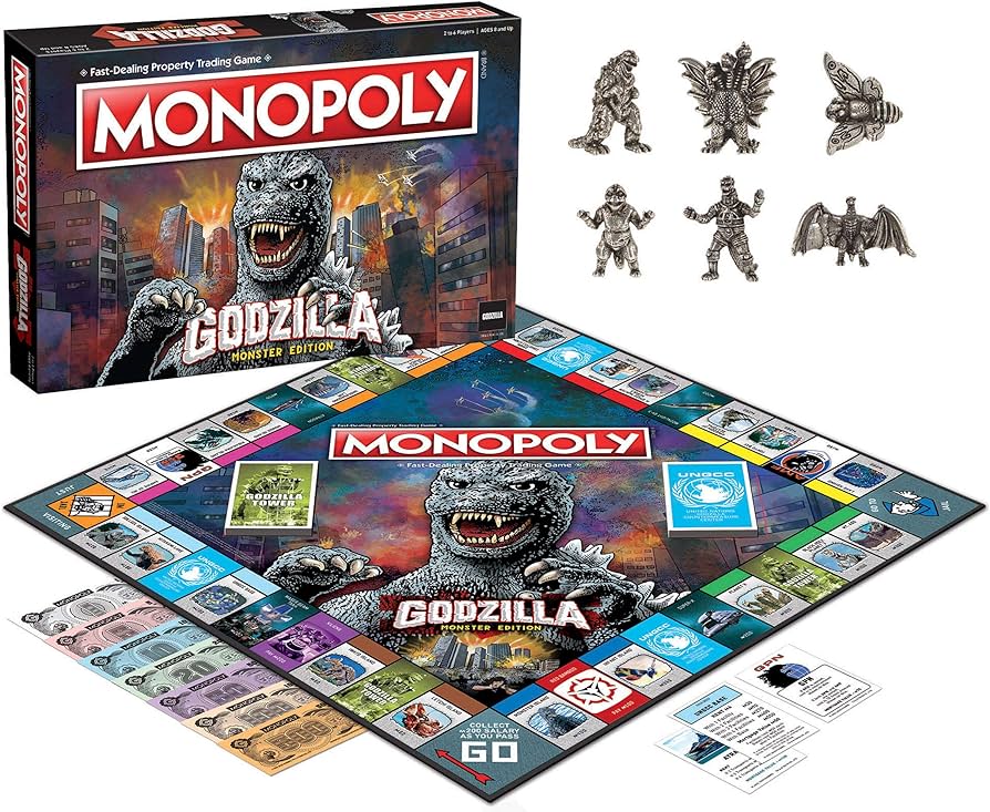 Monopoly Godzilla Edition Board Game - Collectible Tokens, Family Fun, Strategy Game for Movie Fans - Perfect for Game Nights & Gifts
