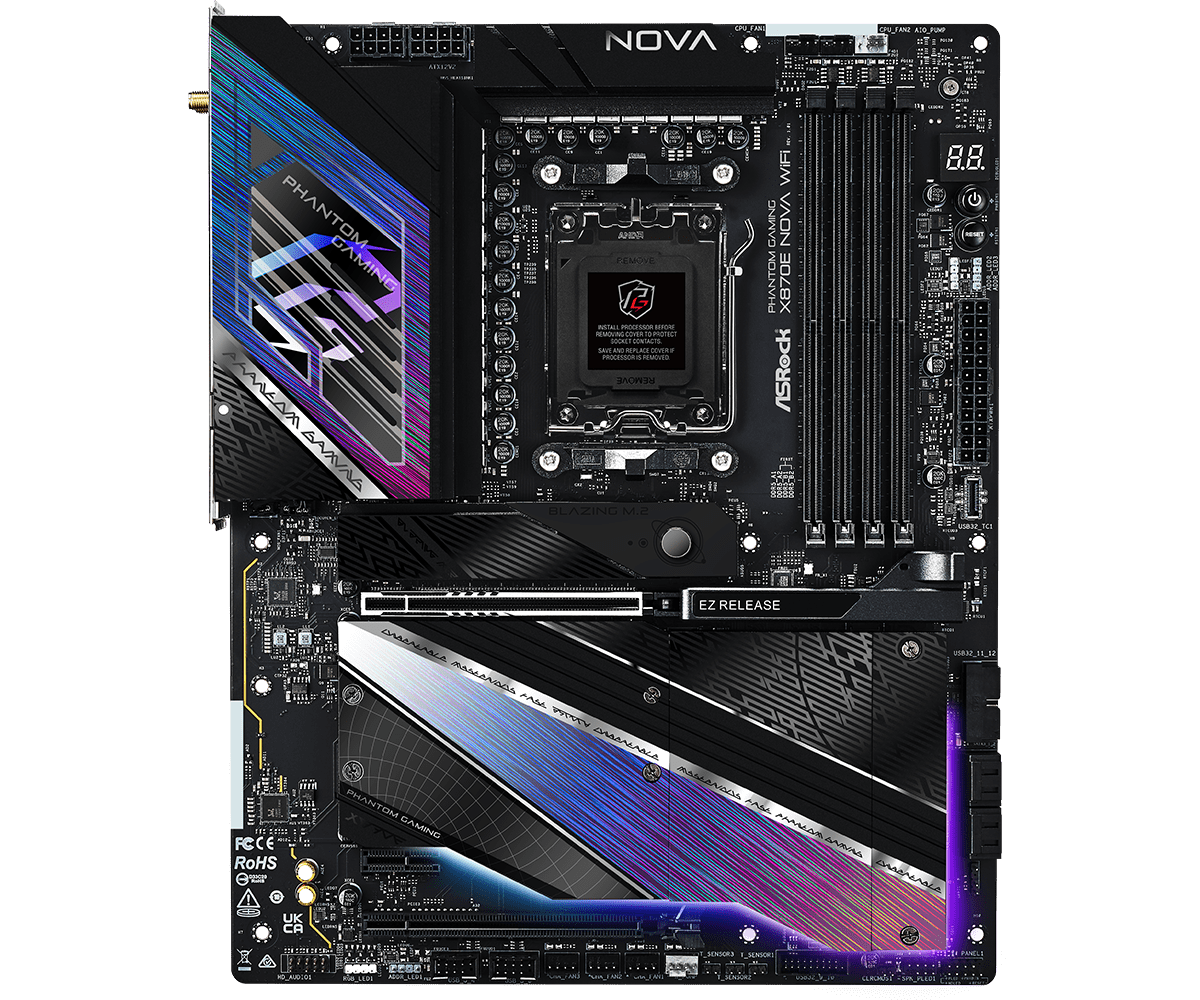 ASRock X870E Nova WiFi ATX Motherboard - AMD AM5 Socket, DDR5, PCIe 5.0, WiFi 6E, 2.5G LAN - Perfect for Gaming PC Builds & High-Performance Workstations