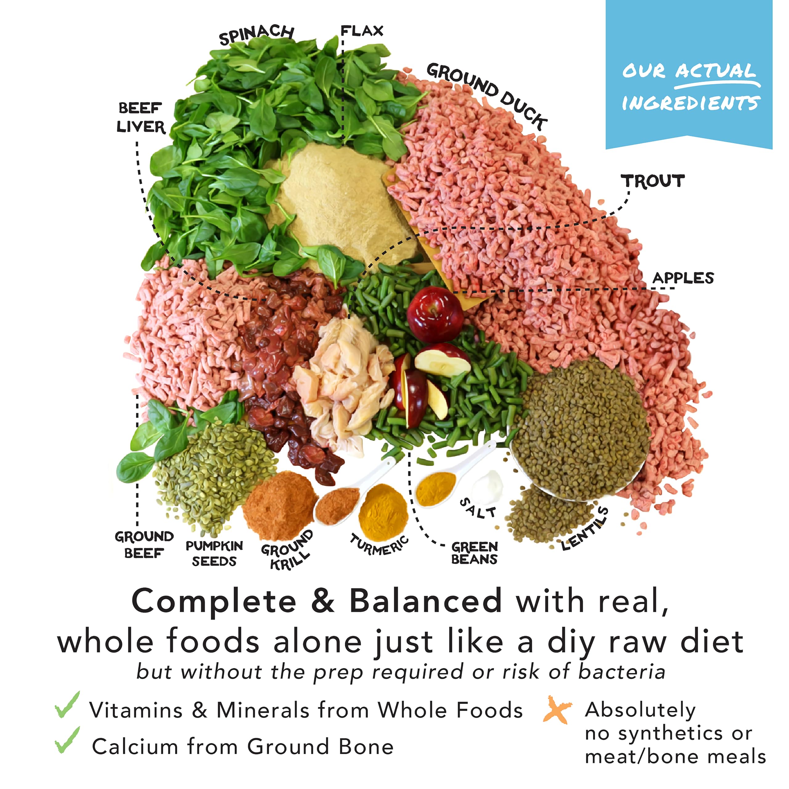 Premium Freeze-Dried Raw Dog Food - Duck & Trout Recipe - Grain-Free, High Protein - 48oz for Small & Large Breeds - Perfect for Travel, Hiking & Training Treats
