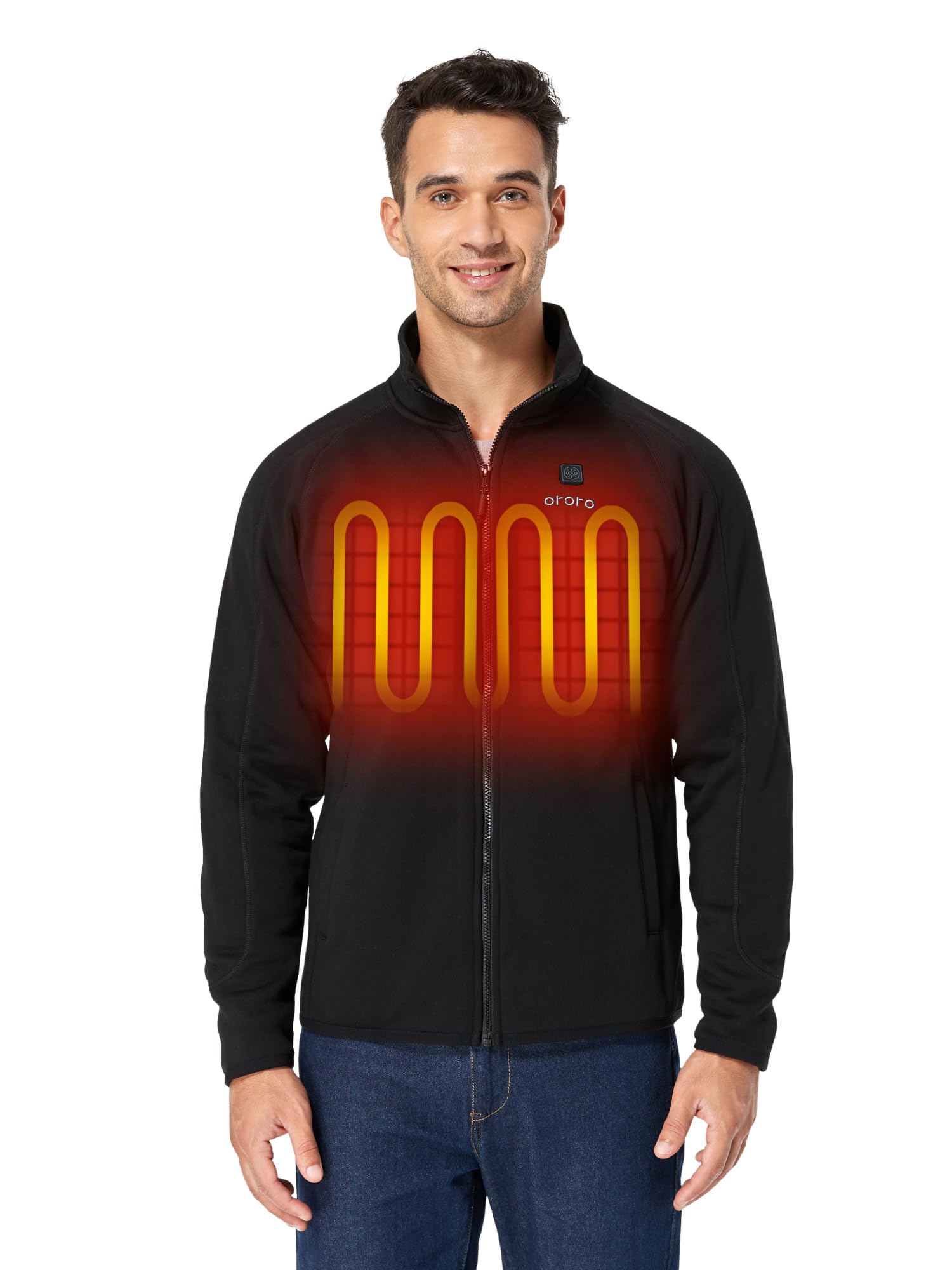 ORORO Men's Heated Fleece Jacket with Rechargeable Battery - Winter Warm Electric Heated Coat for Outdoor Activities, Hunting, Skiing & Camping - USB Charging (Charger Not Included)