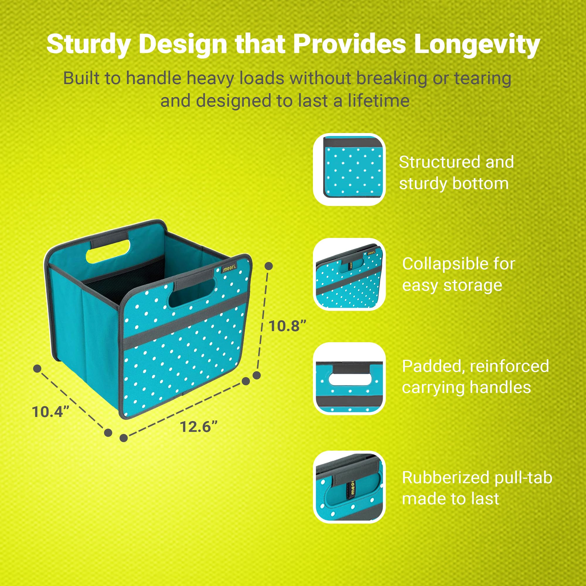 Meori Collapsible Storage Bin with Handles - Organize Shelves & Closets