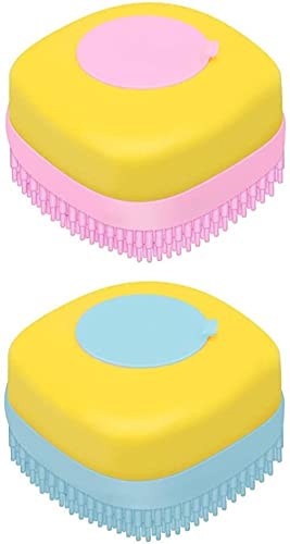 JSY 2-Pack Silicone Bath Brush with Shampoo Dispenser - Soft Exfoliating Body Scrubber for Shower & Bath - Blue Skin Care Brush for Gentle Cleansing & Massage - Perfect for Spa, Home & Travel Use