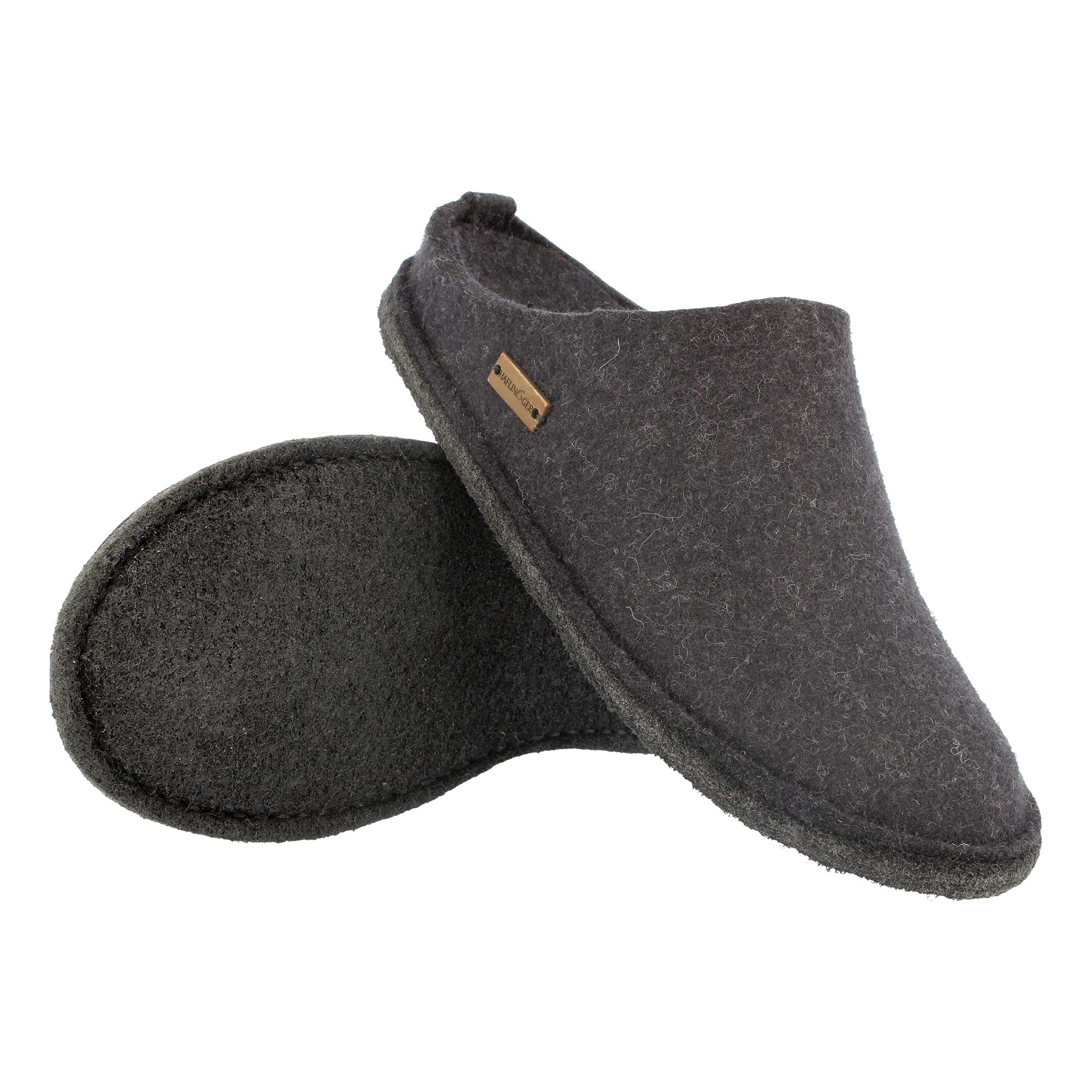 HAFLINGER Men's Open Back Slippers - Soft Wool Comfort House Shoes for Indoor & Outdoor Use - Perfect for Relaxing at Home, Lounging, and Quick Errands