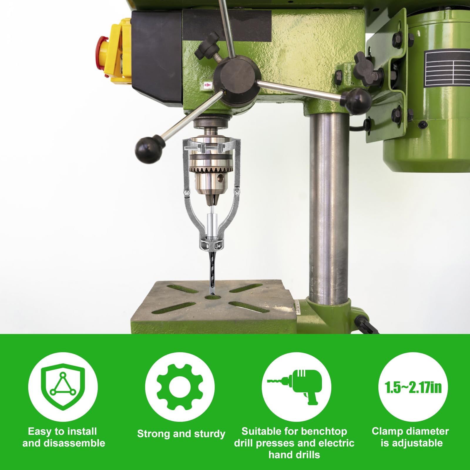 Square Hole Drill Bit Adapter with Screw Reinforcement - Woodworking Mortising Attachment for Drill Press & Tenon Tools | Perfect for Cabinet Making, Furniture Joinery & DIY Wood Projects