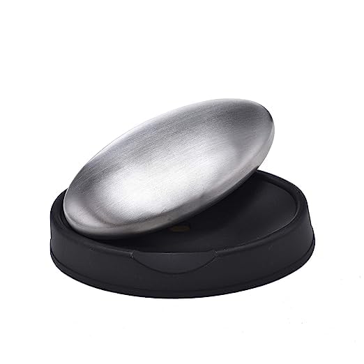 RP MALL Stainless Steel Soap Bar - Odor Eliminator for Hands | Removes Onion, Garlic & Fish Smells | Kitchen Deodorizing Soap with Holder | Perfect for Cooking, Gardening & Outdoor Activities