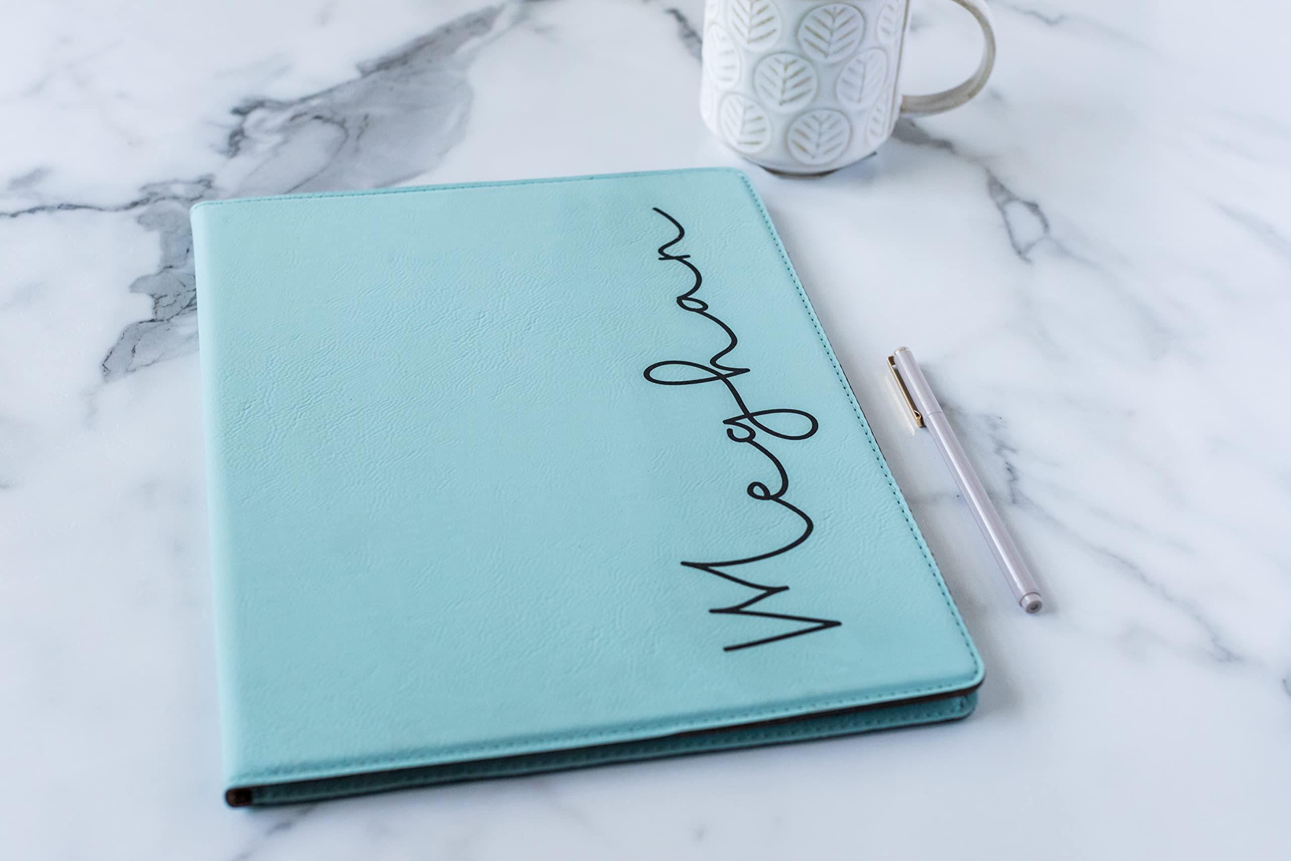 Premium Leatherette Notepad Portfolio - Personalized Engraved Journal for Business & Gifts - Professional Writing Pad in Teal - Perfect for Office Meetings, Client Presentations & Executive Gifting