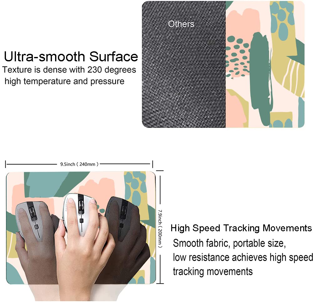 Modern Abstract Artistic Mouse Pad - Boho Style Non-Slip Rubber Base Square Mousepad for Office & Laptop - Waterproof Computer Mouse Mat for Gaming, Work & Home Use