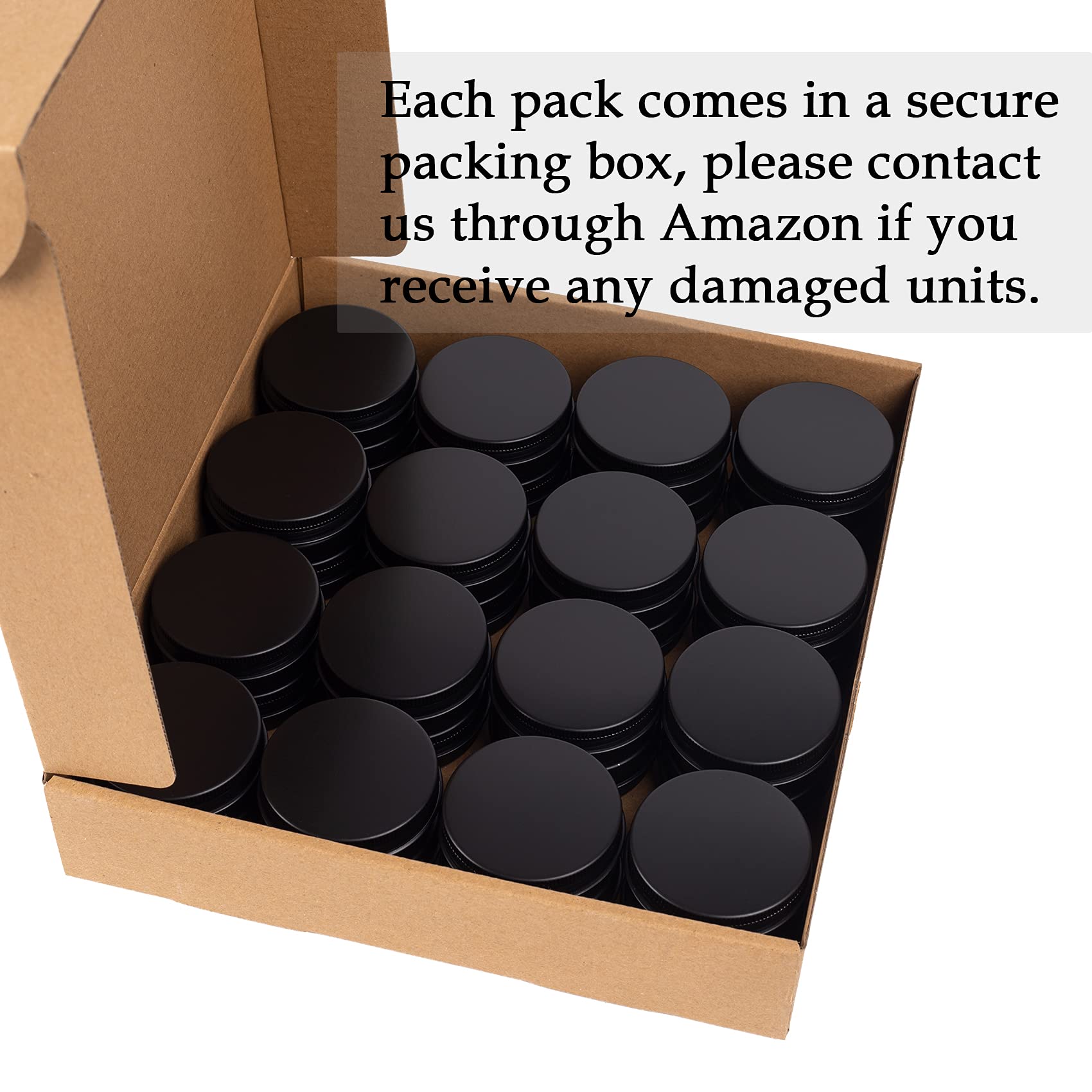 1 oz / 30ml Bulk Packaging Screw Top Aluminum Tin Jar with Airtight Lid & Blank Labels - Perfect for DIY Crafts, Essential Oils, Salves, and Travel-Sized Cosmetics (Black)