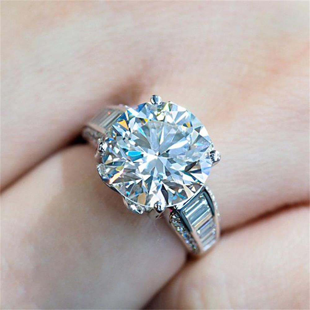 925 Sterling Silver Shiny Full Diamond Gemstone Ring - 5 Carat Cubic Zirconia Multi Row Eternity Band for Women | US Size 8 | Perfect for Engagement, Wedding & Anniversary Gifts