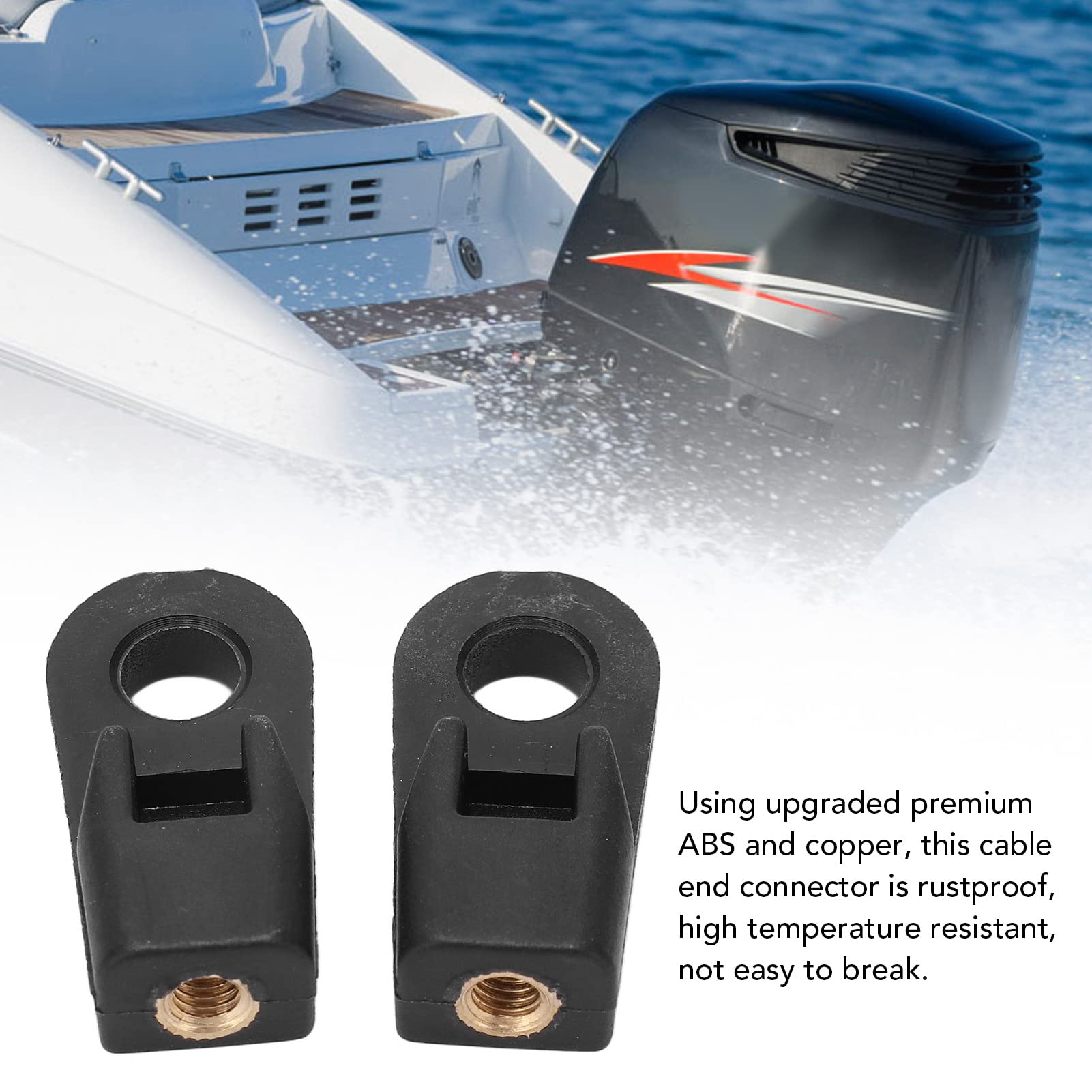 Outboard Control Box Cable End Connector - 2 Pcs ABS Copper Replacement (6727595600) | Compatible with Marine Boat Engine Control Systems | Perfect for Outboard Motor Repair & Maintenance