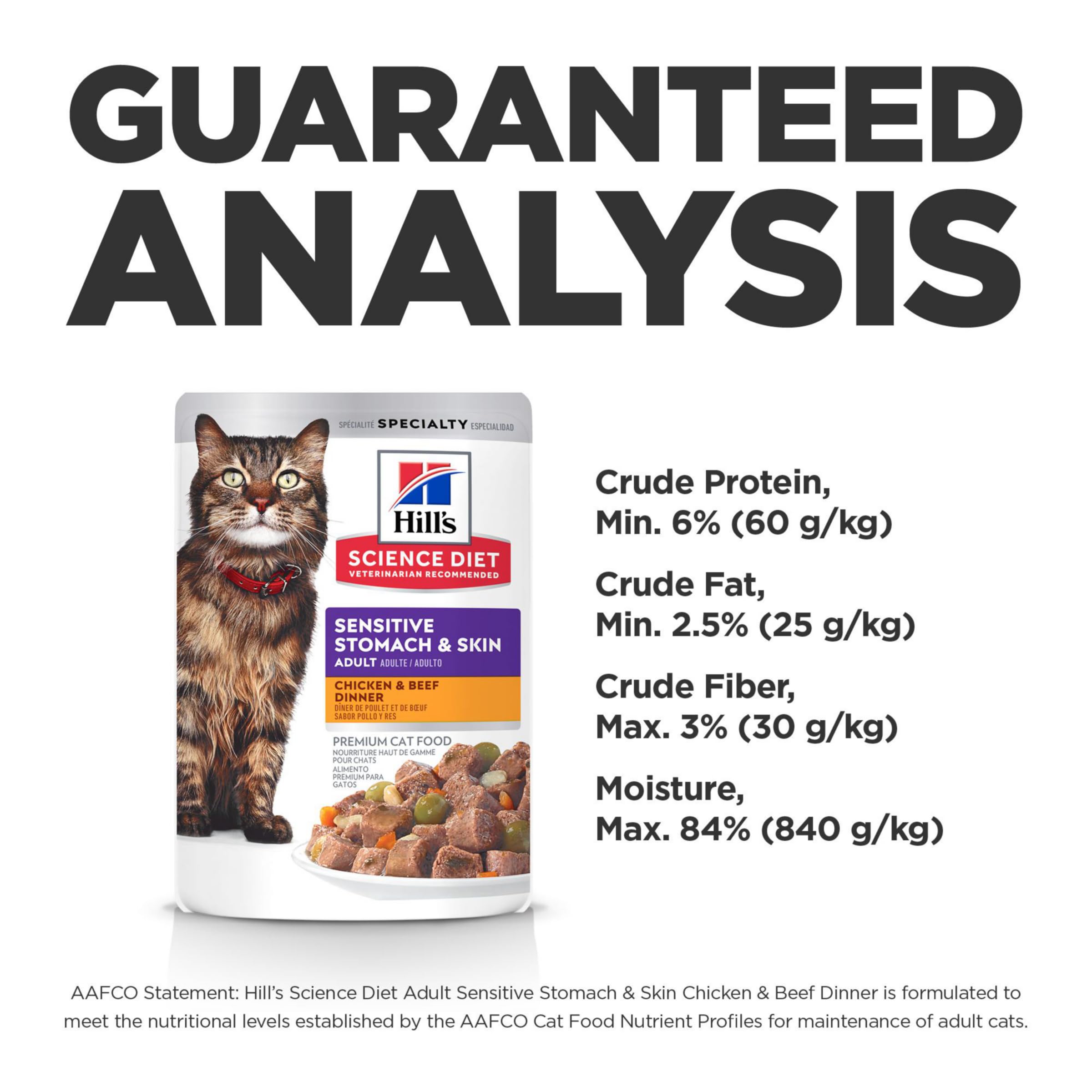 Hill's Science Diet Sensitive Stomach & Skin Wet Cat Food for Adult Cats (1-6 Years) - Chicken & Beef Stew in 2.8 oz Cans (Case of 24) - Digestive & Skin Health Support - Perfect for Picky Eaters & Cats with Sensitive Stomachs