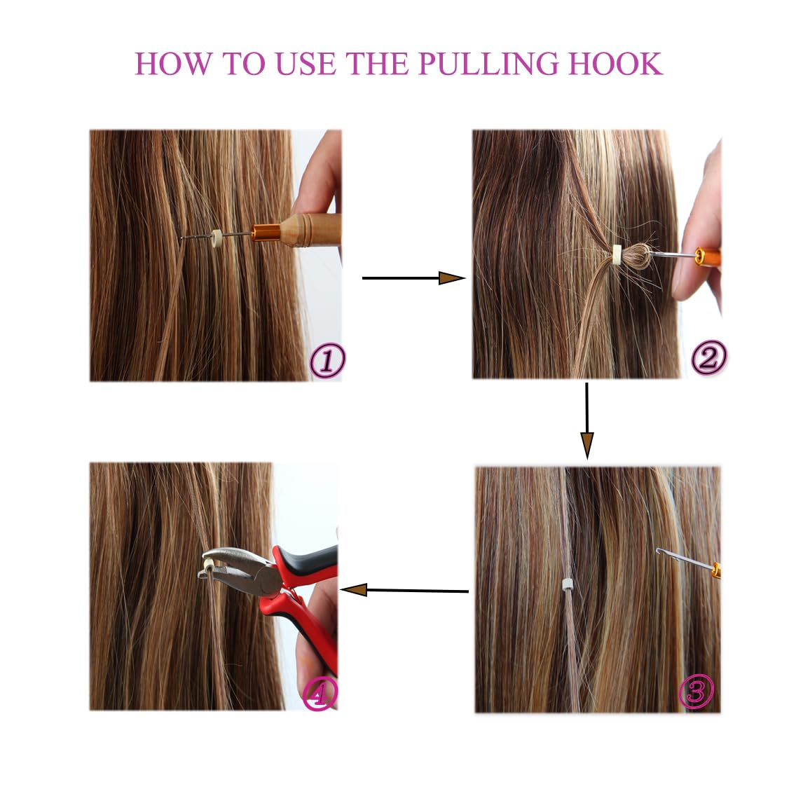 Micro Links Hair Extensions Tools Kit with Plier & Hooks - Professional Beads Device for Micro Ring Loop, Feather & I-Tip Hair Extensions - Perfect for Salon Styling & DIY Hair Care