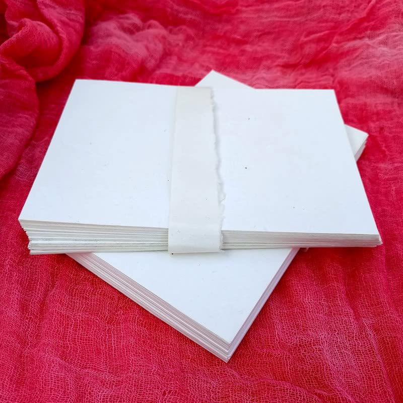 Premium A5 300 GSM Deckle Edge Card Stock - Handmade Ivory White Paper for Invitations, DIY Cards & Crafting - 5.8