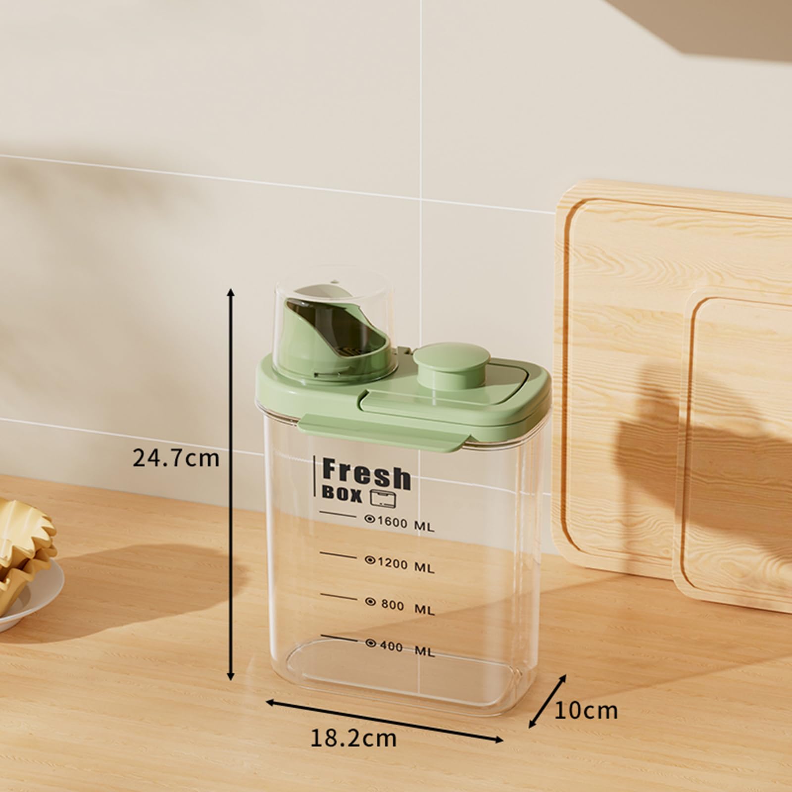 Premium Airtight Pet Food Storage Container - Transparent, Sealed, Insect & Moisture Proof for Dry Dog & Cat Food - Portable Small Pet Food Bin for Travel & Home Use (Green, 2L Capacity)