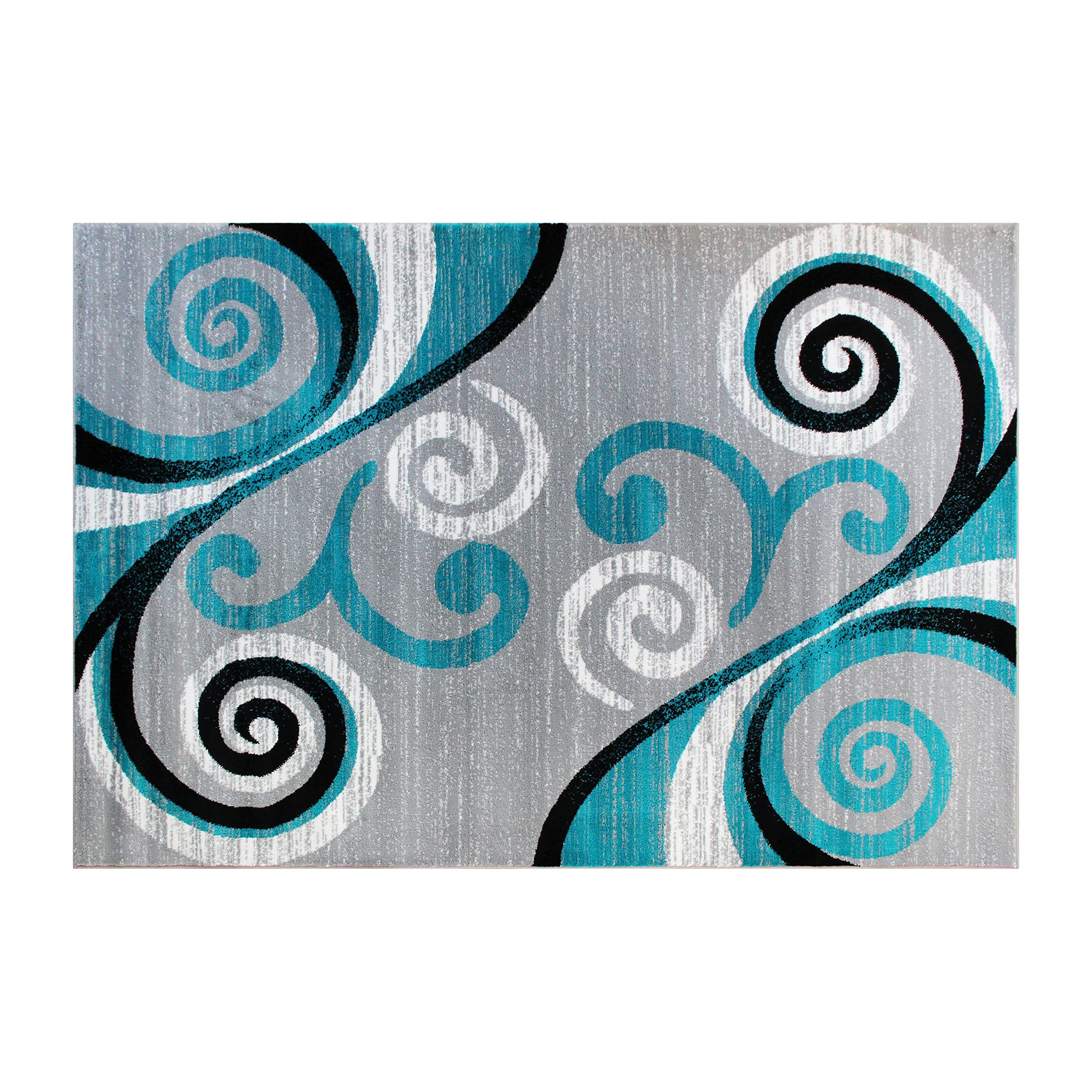Flash Furniture Valli Collection 5' x 7' High Pile Turquoise Olefin Area Rug with Jute Backing - Soft Plush Living Room Carpet for Bedroom, Hallway & Entryway - Home Decor & Cozy Floor Covering