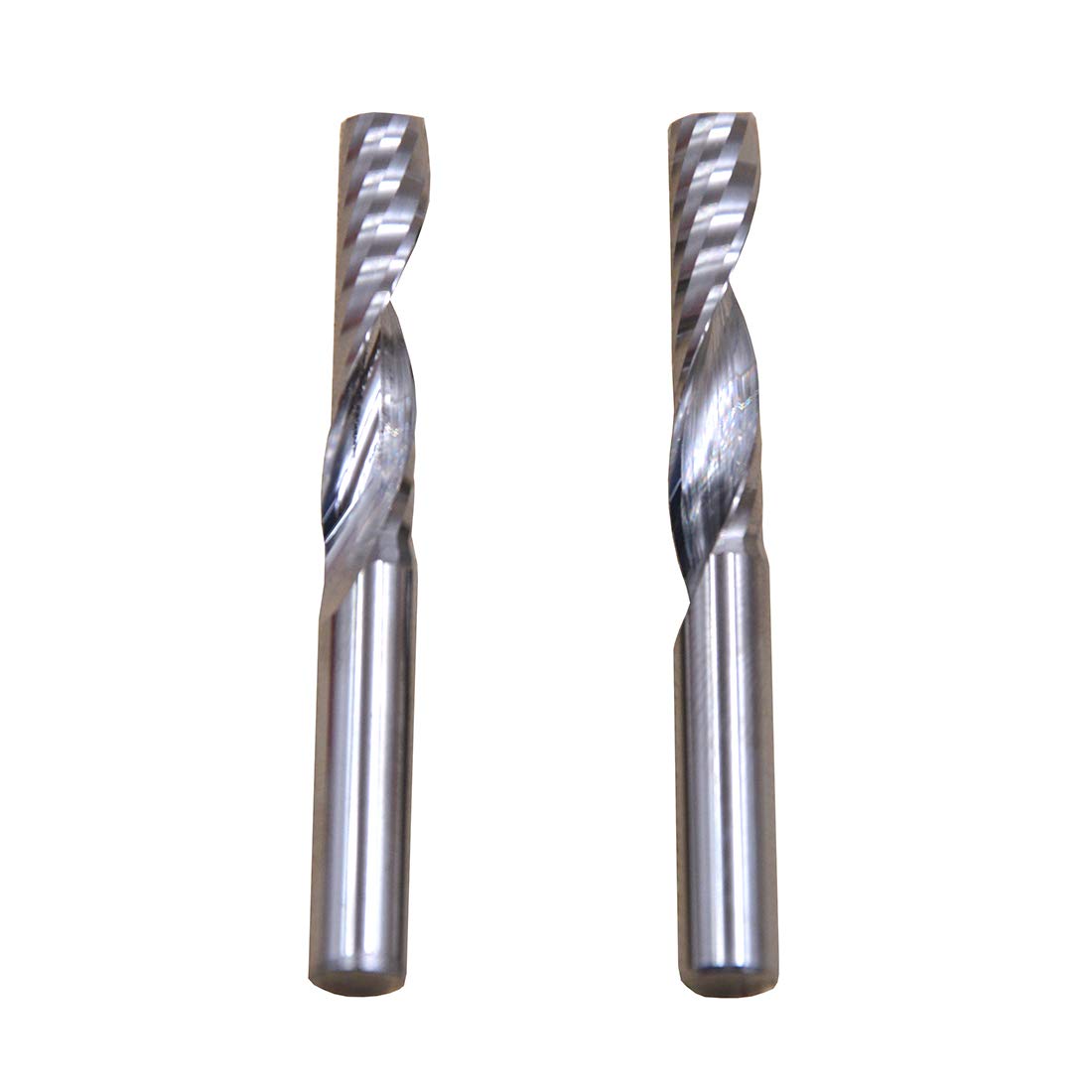 Wokesi 2-Piece Micro Carbide Single Flute Spiral Engraving Router Bits - 5mm Diameter, 22mm Flute Length, 5mm Shank, 50mm OAL - Perfect for ABS, Acrylic, PVC, MDF & Hardwood - Ideal for CNC Engraving, Woodworking & DIY Craft Projects (Right-Hand Cut)