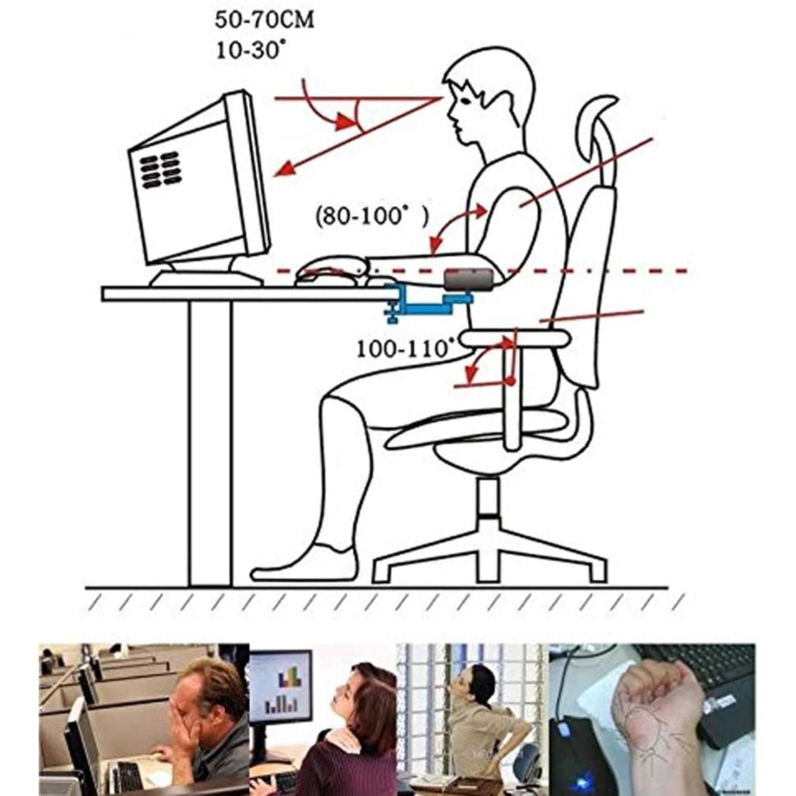 Ergonomic Arm Rest Support for Computer Desk - Adjustable & Rotating Desk Armrest Extender - Relieve Stress & Eliminate Pain - Reduce Office Fatigue (2-Pack) - Perfect for Home Office & Gaming Setup