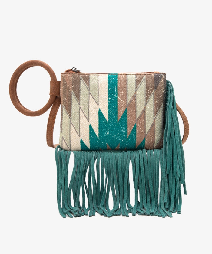 Montana West Southwestern Fringe Crossbody Bag for Women - Stylish Leather Purse with Tribal Pattern - Perfect for Casual Outings, Music Festivals & Western Fashion
