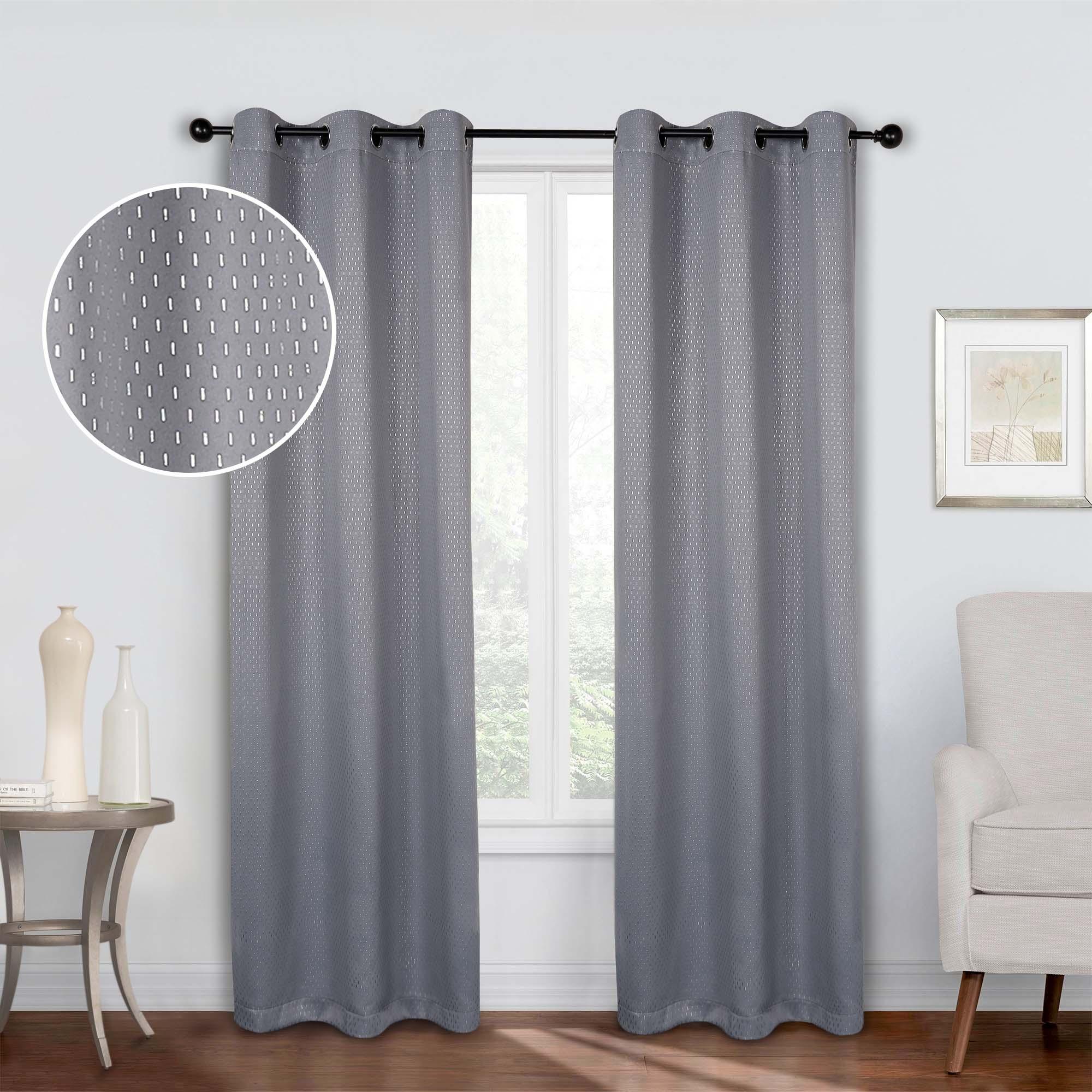 Blackout Solid Shimmer Grommet Curtain Panel Set of 2 Panels, 42 Inch Length - Perfect for Bedroom, Living Room & Home Theater Light Blocking