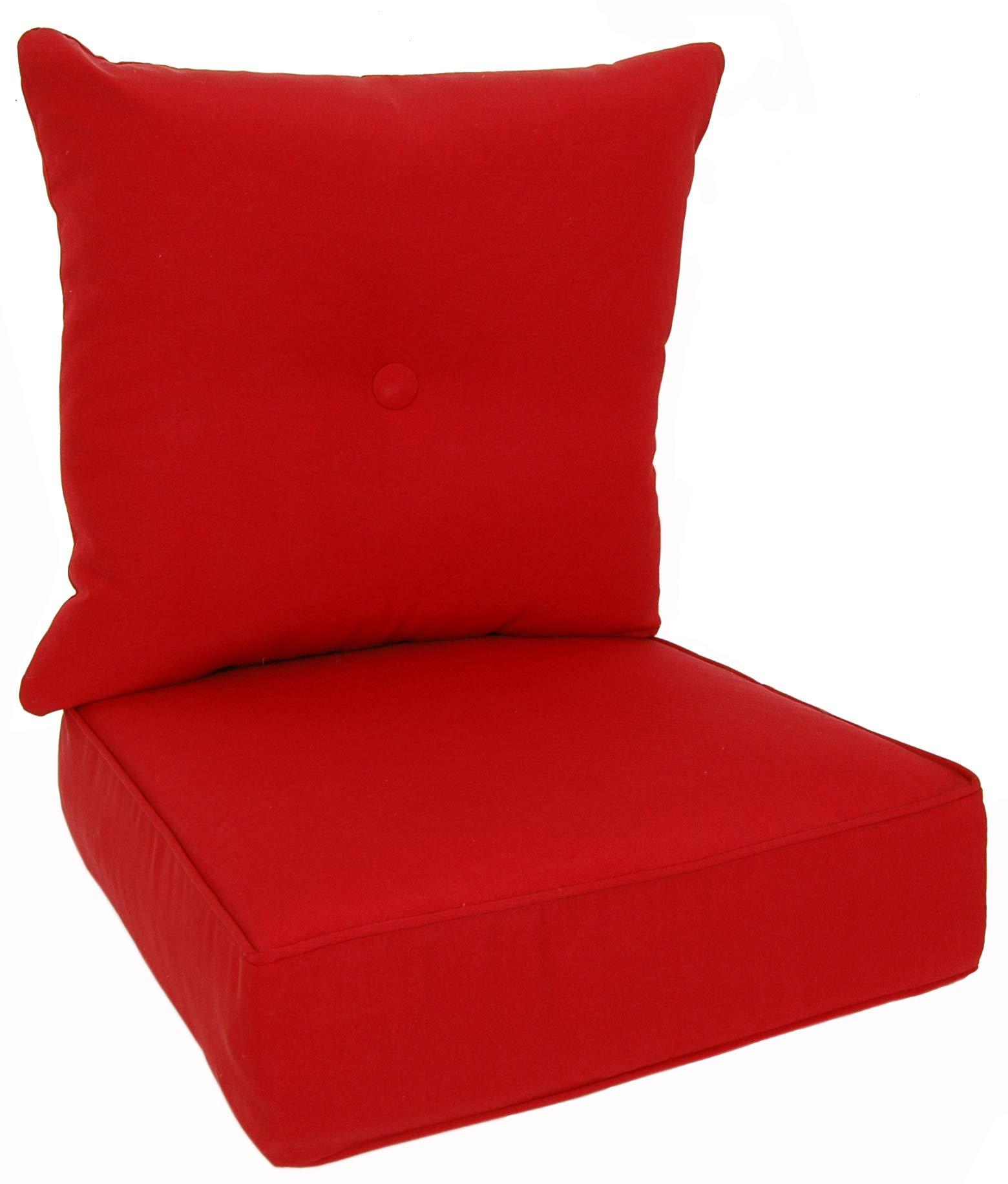 Sunbrella Outdoor/Indoor Patio Cushion Set - 22x22x6 Inch Seat & 23x23x7 Inch Back (2-Piece) in Durable Canvas Jockey Red - Perfect for Garden Furniture, Poolside Loungers & Porch Seating