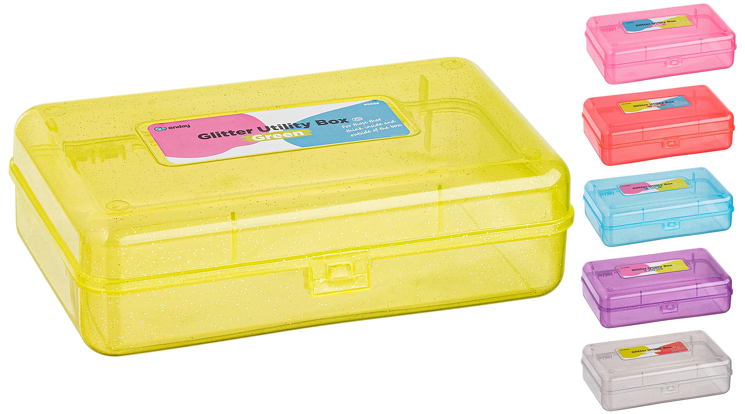 Enday Plastic Pencil Box with Snap Closure Lids - Small School & Office Supplies Organizer for Crayons, Pens & Art Tools (Green, Also Available in Glitter Pink, Purple, Blue, Red, Grey) - 24 Pack - Perfect for Classroom, Homework & Craft Storage