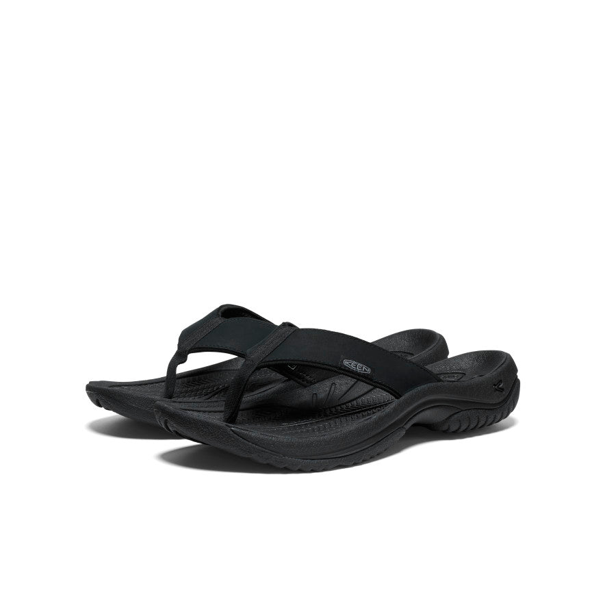 Premium Men's Kona Leather Flip Flops - Comfortable Black & Steel Grey Sandals for Beach, Pool, and Casual Summer Wear