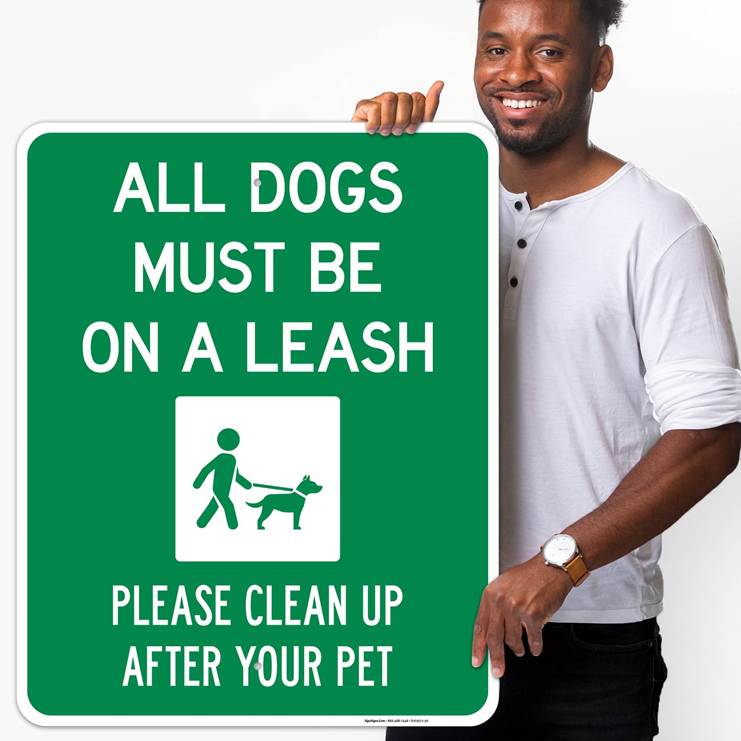 All Pets Must Be On Leash Sign - 24x30 Inches Rust-Free Aluminum Dog Leash Symbol - Fade Resistant & Made in USA - Perfect for Parks, Dog Walking Areas & Pet-Friendly Spaces