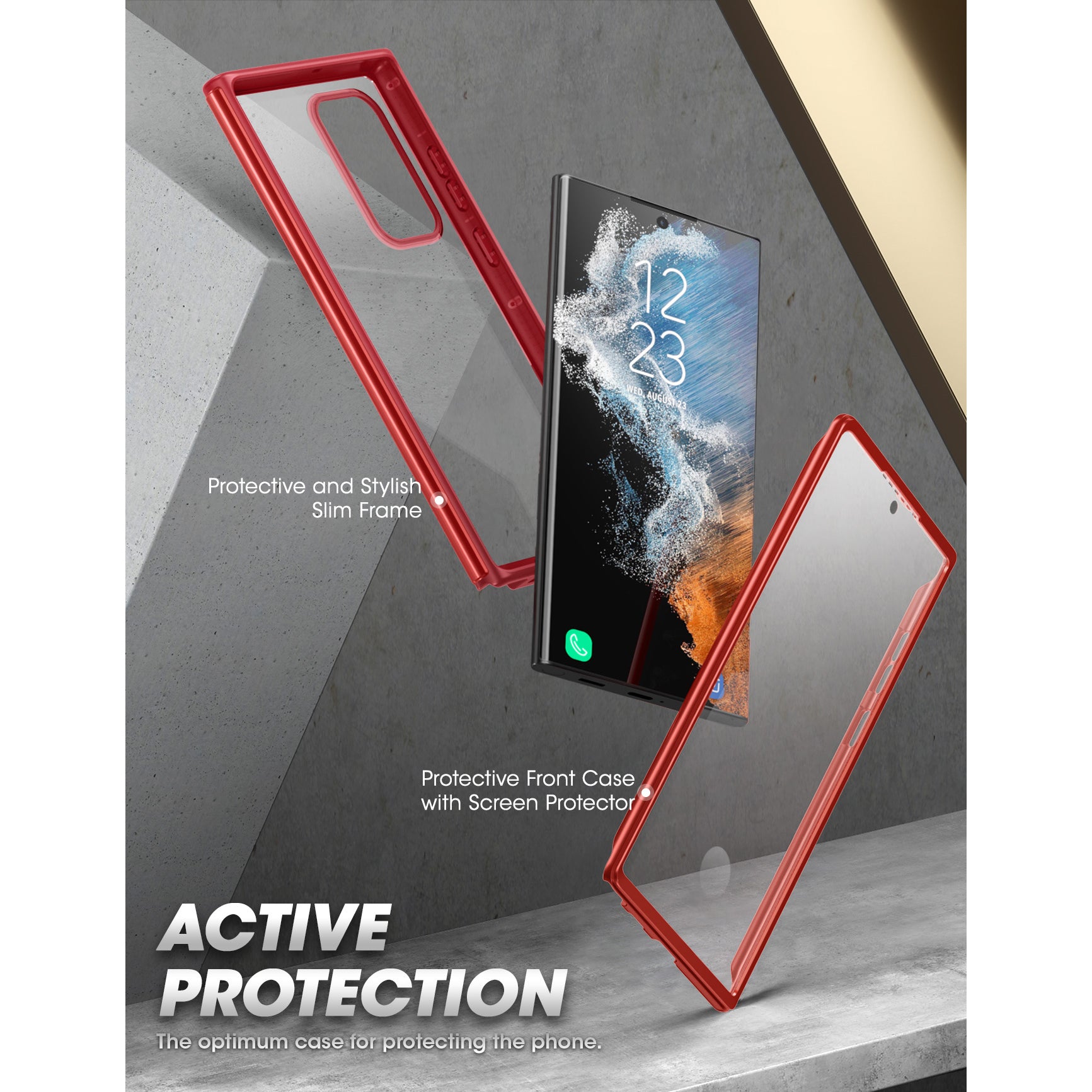 Samsung Galaxy S22 Ultra Case - Unicorn Beetle EDGE XT Bumper Cover with Metallic Red Finish | Shockproof & Slim Protection for Everyday Use, Work & Outdoor Activities