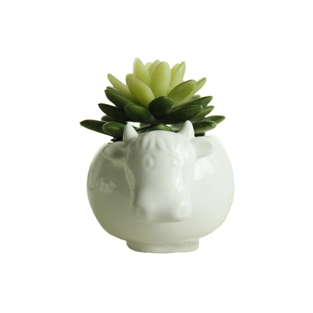 Adorable Cow-Shaped Succulent Planter - Small Animal Flower Pot for Home & Office Desk Decor | Perfect for Windowsills, Bookshelves and Gift Giving