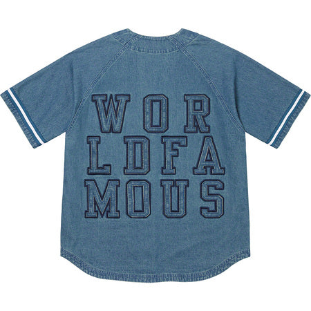 Supreme Denim Baseball Jersey - Blue Vintage Style for Men & Women | Perfect for Casual Wear, Street Fashion & Baseball Games