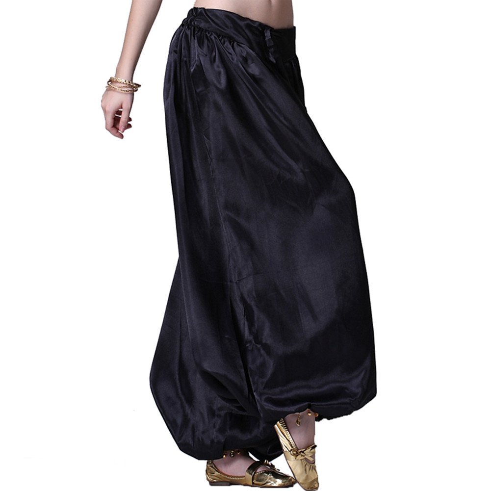 MUNAFIE Metallic Palazzo Pants for Praise Dance, Belly Dance & Carnival - Shimmering Satin Wide Leg Pants for Women - Perfect for Arab Festivals, Stage Performances & Costume Parties