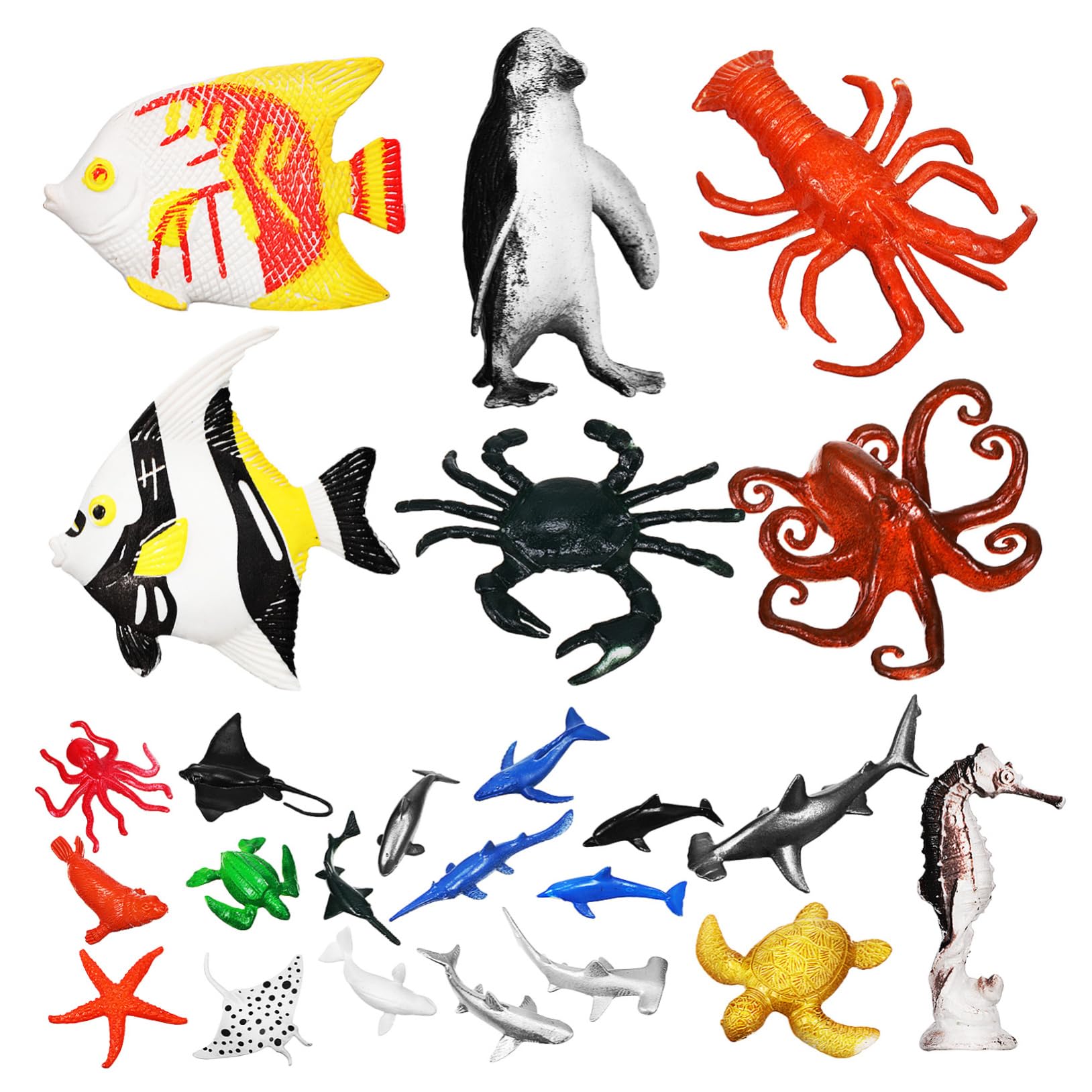 24 Pcs Mini Sea Animal Toys Set - Dolphin, Fish & Marine Creatures for Kids, Plastic Ocean Figurines, Underwater World Decor, Marine Biology Learning Toys for Children | Perfect for Playtime, Party Favors & Ocean-Themed Room Decor