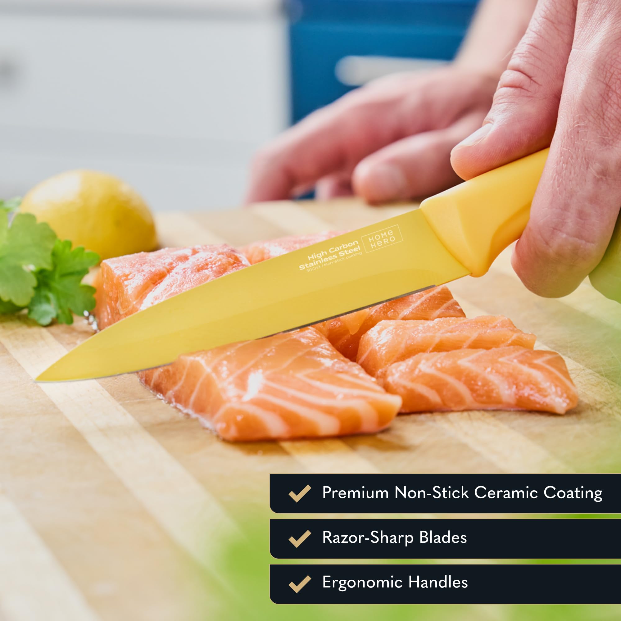 Premium 12-Piece Kitchen Knife Set - High Carbon Stainless Steel Chef Knives with Ergonomic Handles & Ceramic Coating | Nonstick, Durable & Sharp for Professional Cooking, Meal Prep & Home Use | Includes Protective Sheath Covers (Multicolor)