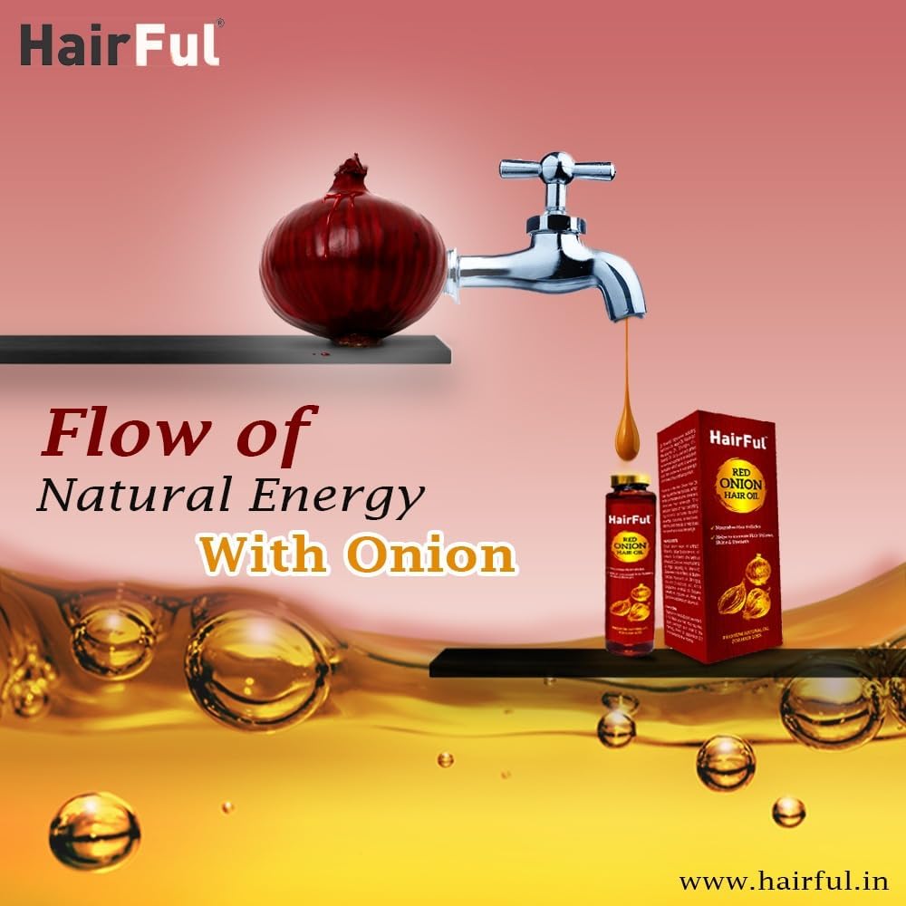 Ayurvedic Red Onion Hair Oil for Hair Growth & Fall Control - 120ml | Increases Volume, Shine & Strength | All Hair Types | Men & Women | Perfect for Daily Scalp Massage & Damaged Hair Care