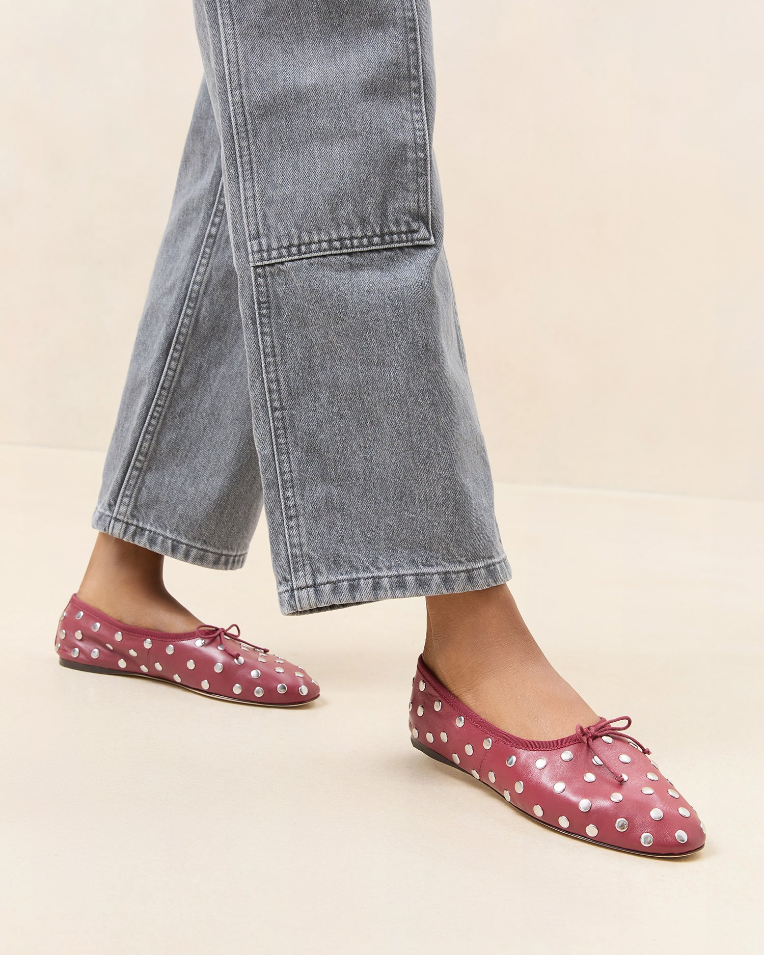 Elegant Landon Wine & Silver Ballet Flats for Women - Comfortable Slip-On Shoes for Work, Parties & Casual Wear