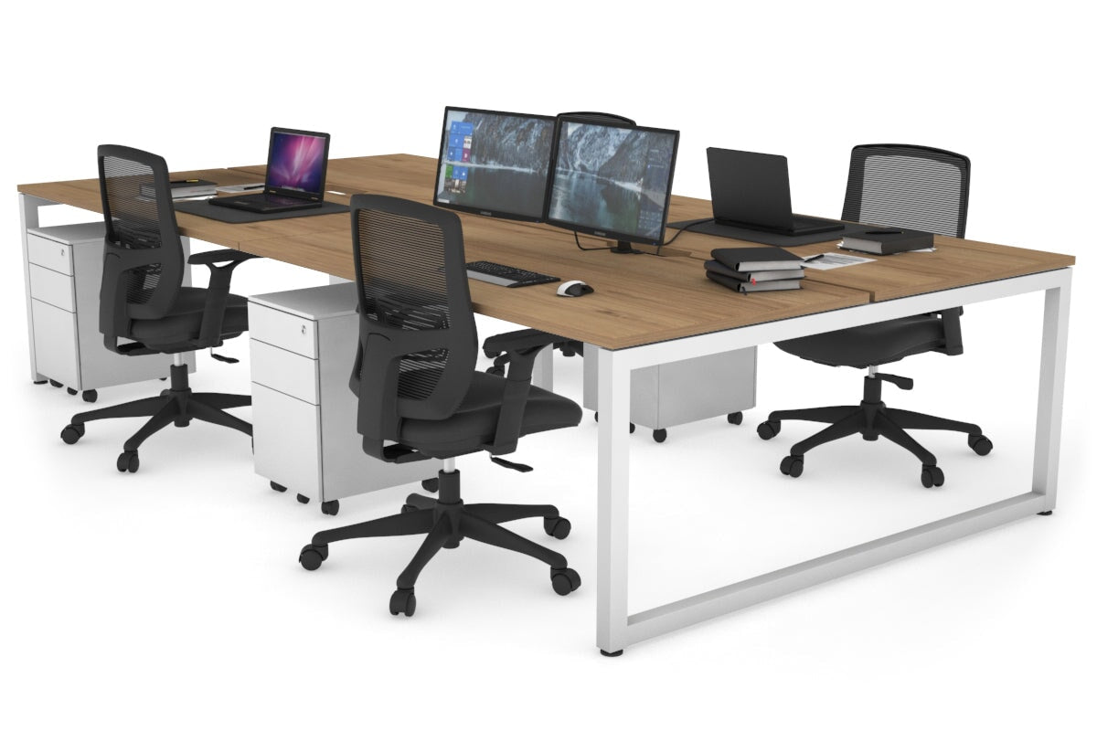 Quadro Loop Legs 4 Person Office Workstation - 1800L x 800W with Cable Management Scallop - Ideal for Collaborative Workspaces & Open Office Environments