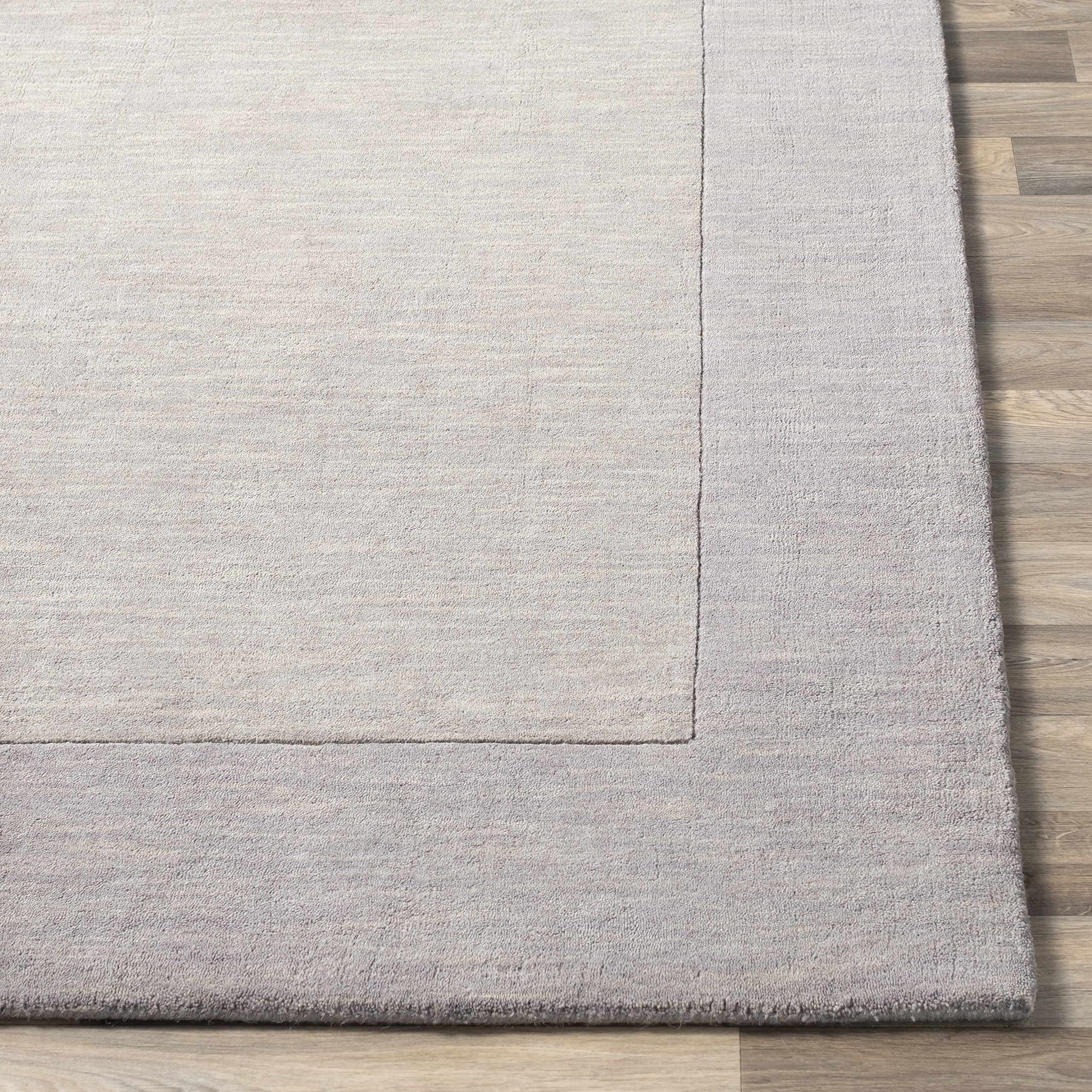 Champion Wool Area Rug 9' x 13' - Soft Gray Solid & Border Design for Living Room & Bedroom - Perfect for Cozy Home Decor & High Traffic Areas