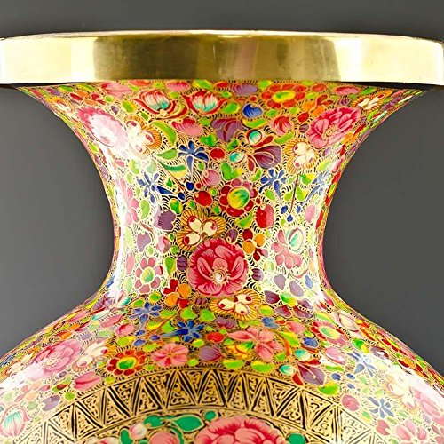 BestPysanky 12 Inch Hand-Painted Wooden Vase with Oriental Floral Design - Perfect for Home Decor, Wedding Centerpieces & Gift Giving